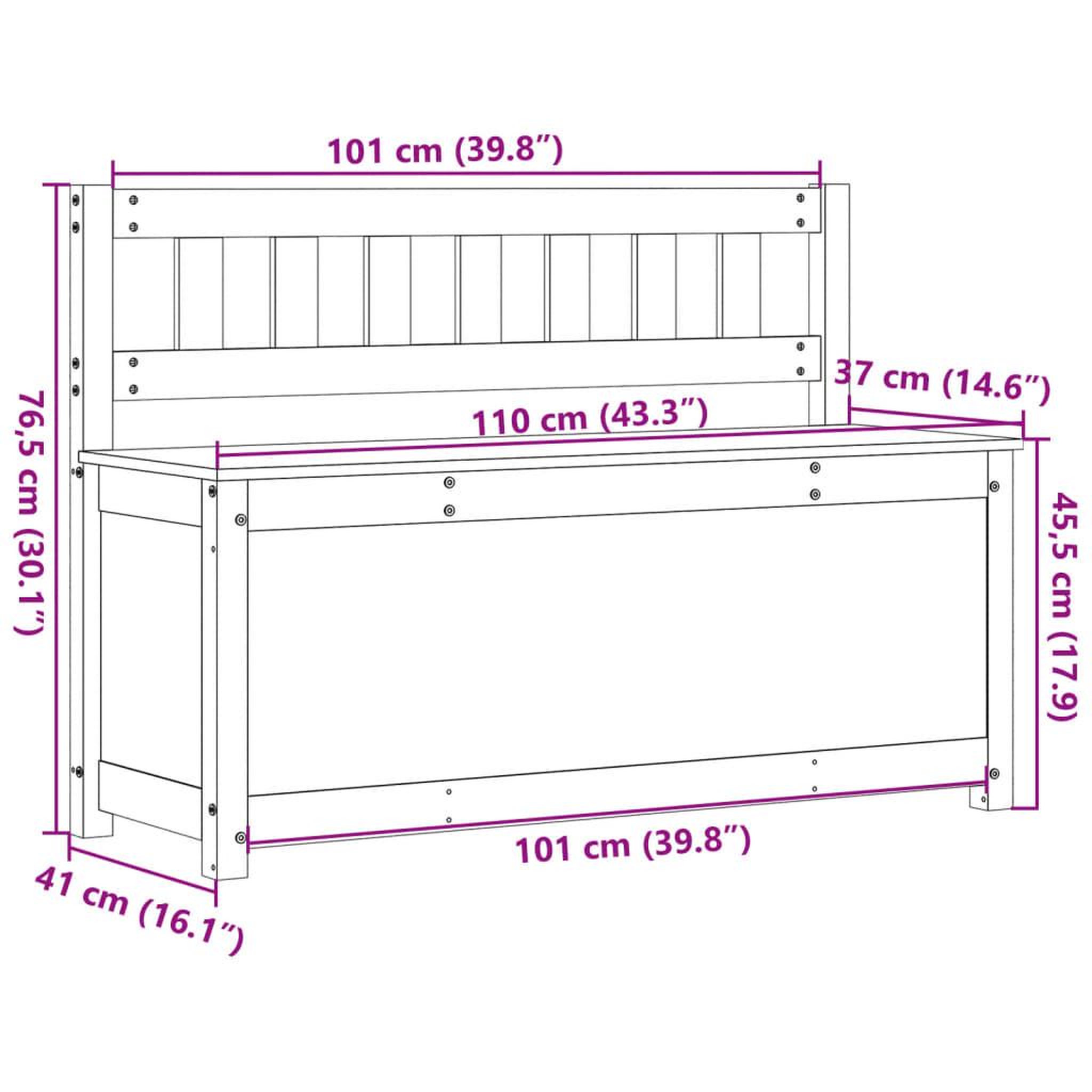 Voir la diapositive 6 : VIDAXL Banc 110x41x76,5 cm Bois de pin massif