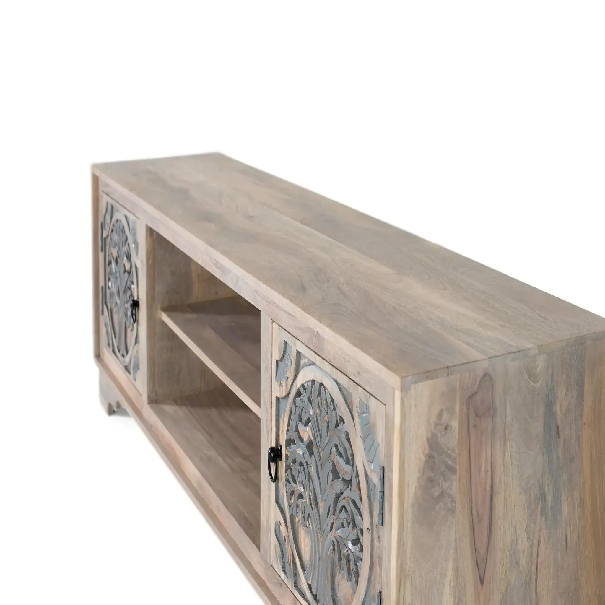 Voir la diapositive 3 : GINER Y COLOMER SL Meuble tv en bois de manguier 180 cm style ethnique sculpté