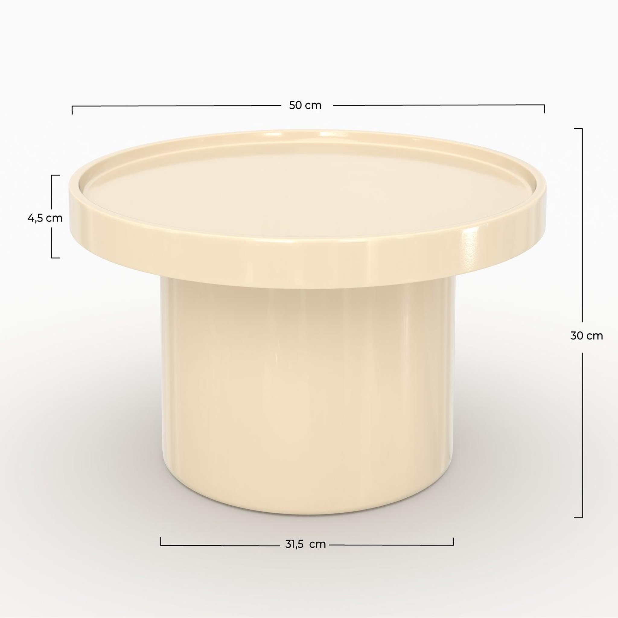 Voir la diapositive 4 : MAISON PAVANE Table d'appoint en mdf laqué blanc cassé, d50 cm-nora