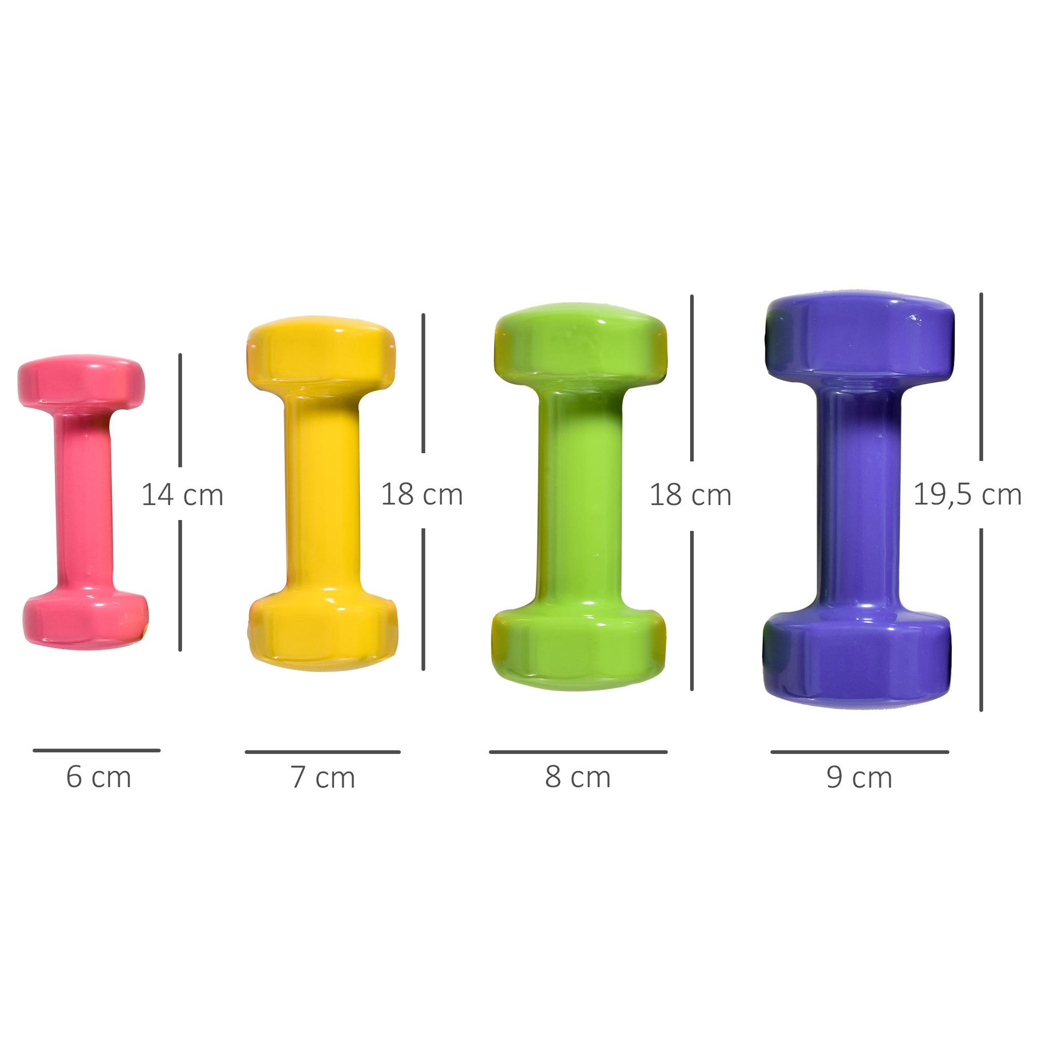 Voir la diapositive 3 : HOMCOM Ensemble d'haltères hexagonales total 20 kg 8 pièces 1-4 kg acier pu multicolore