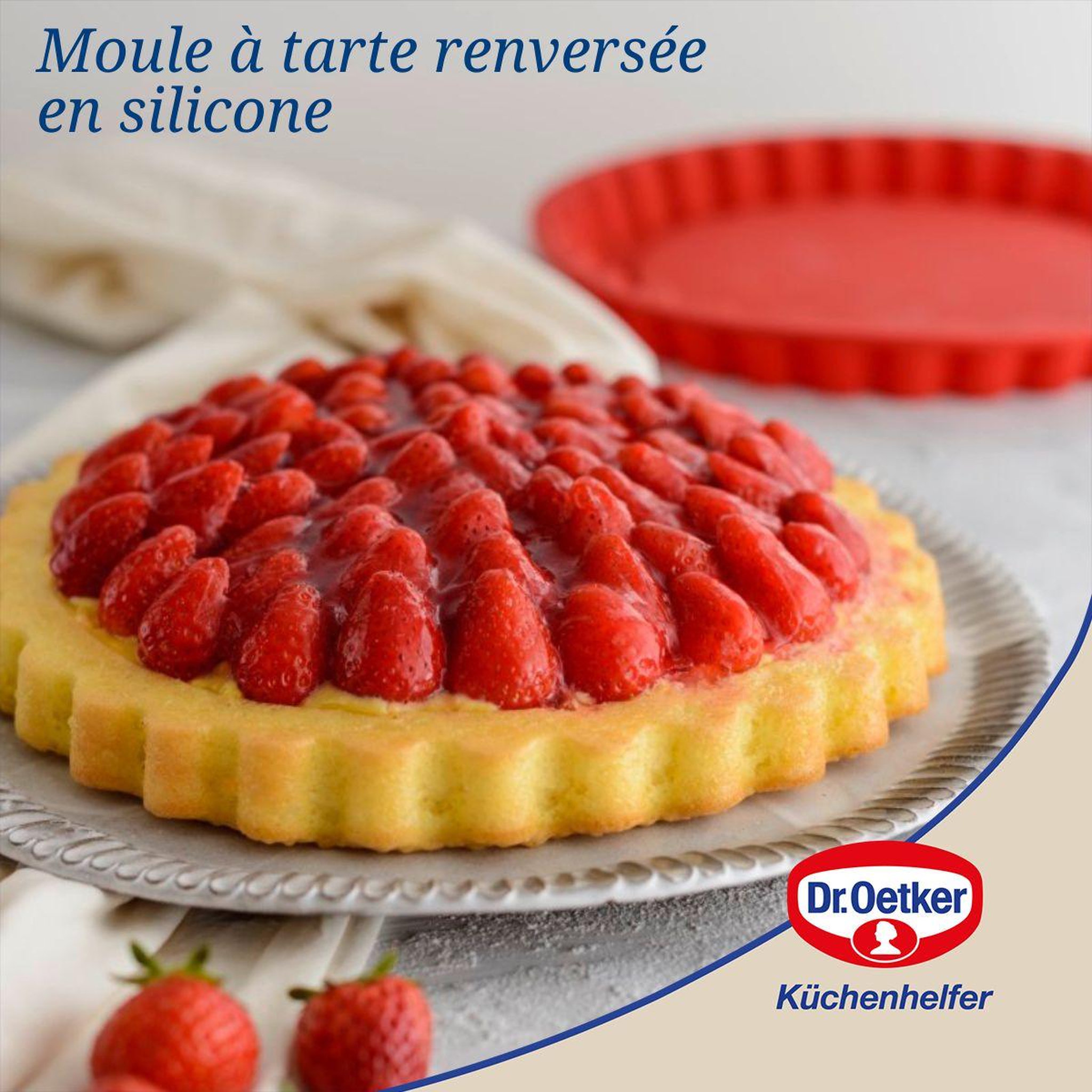 Voir la diapositive 2 : DR.OETKER Moule à tarte en silicone rouge de 26 cm dr. Oetker flexxibel love