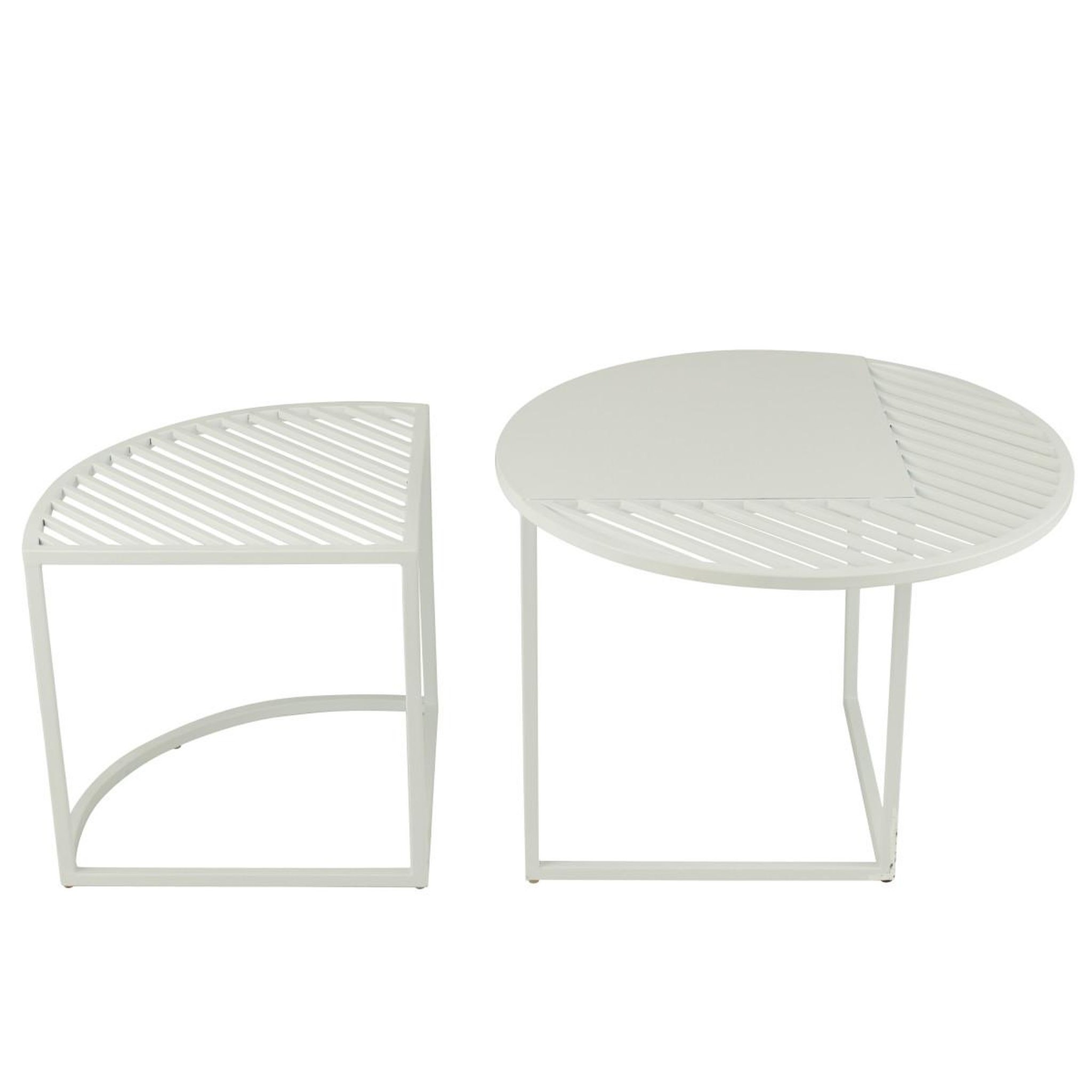 Voir la diapositive 3 : J-LINE Lot de 2 tables d'appoint de jardin  celie  60cm blanc