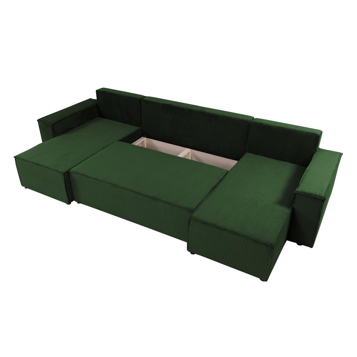 BEST MOBILIER Cezanne - canapé panoramique en u - 7 places - convertible avec coffre - en velours côtelé