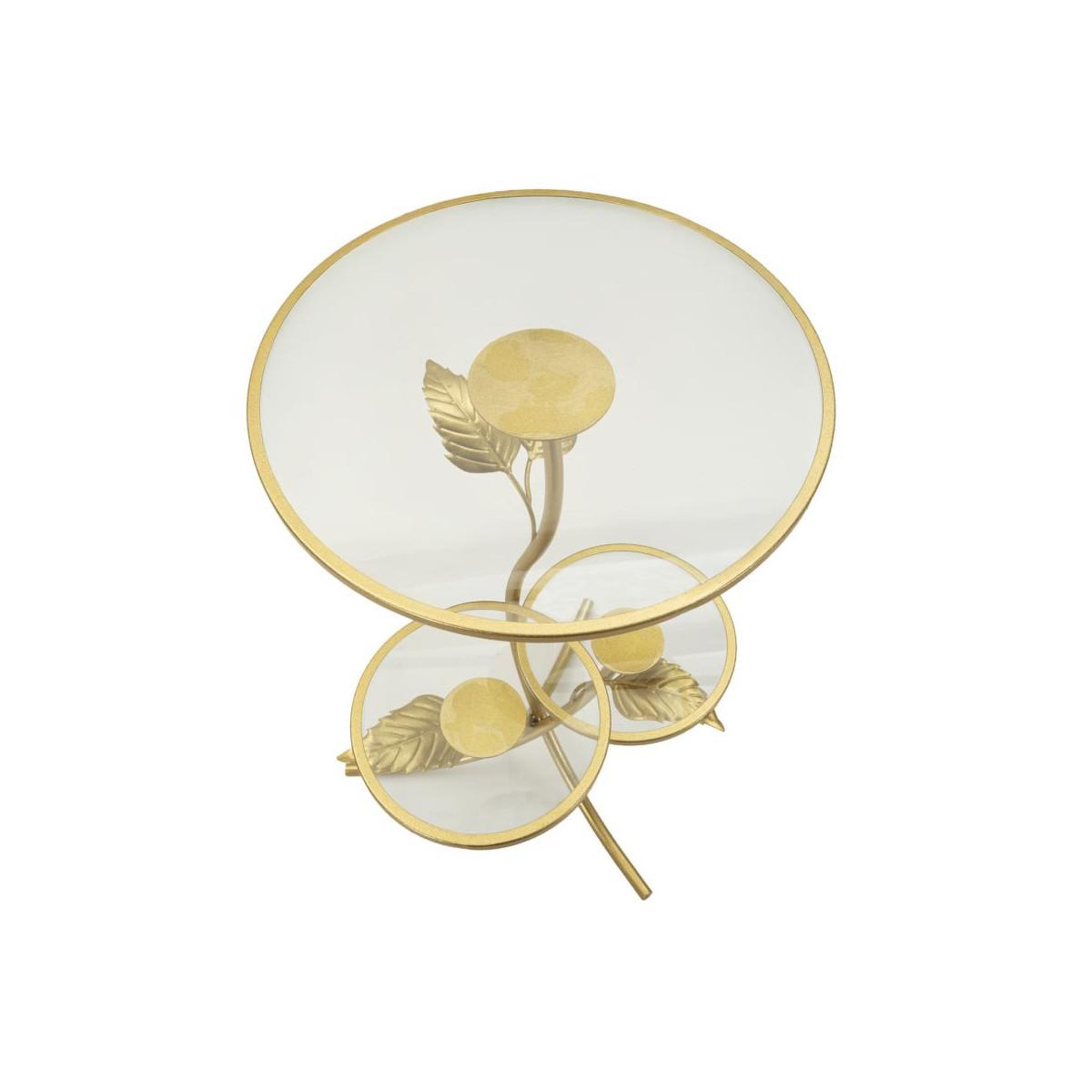 Voir la diapositive 3 : Paris Prix Table d'Appoint 3 Niveaux  Leaf  69cm Or