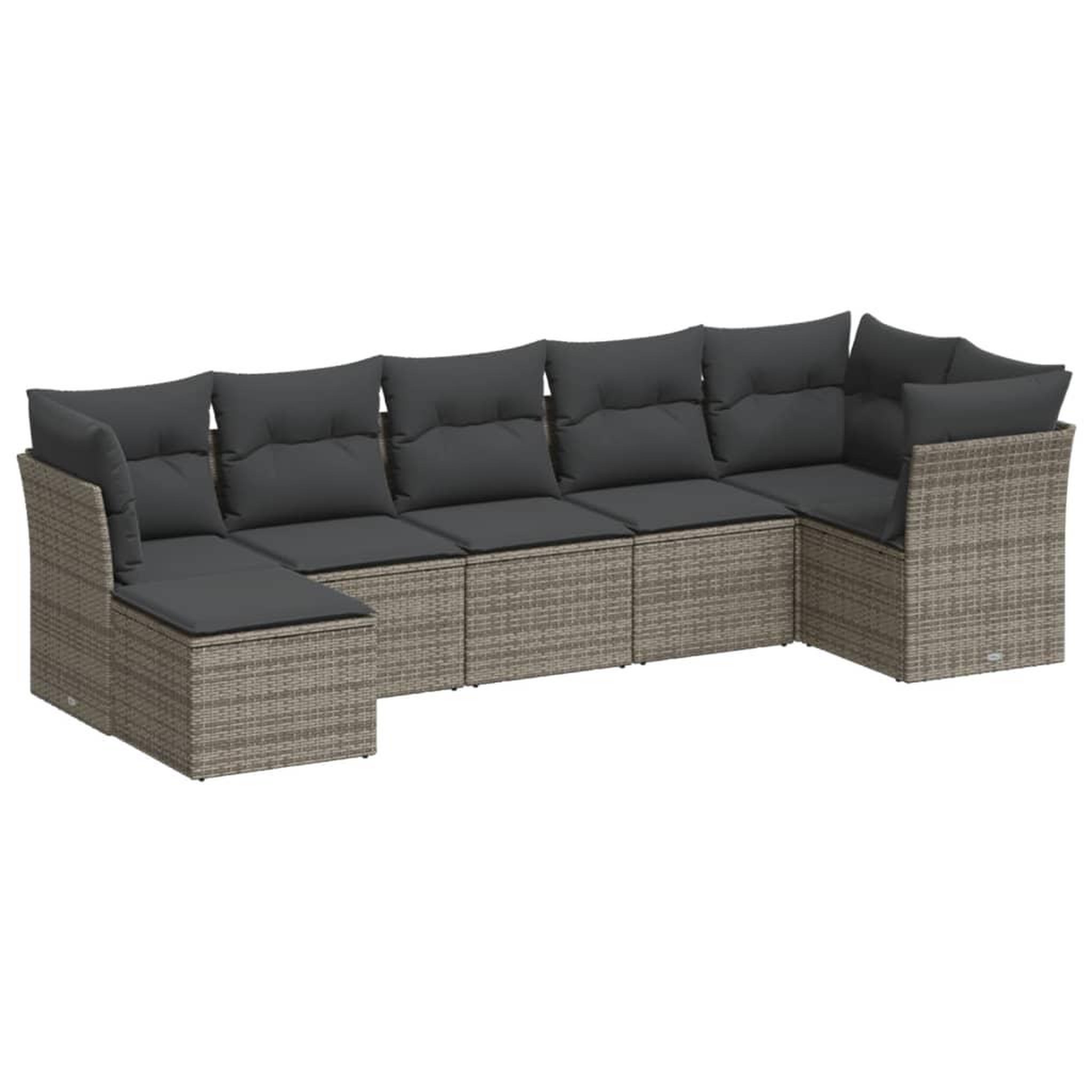 Voir la diapositive 2 : VIDAXL Salon de jardin avec coussins 7 pcs gris resine tressee