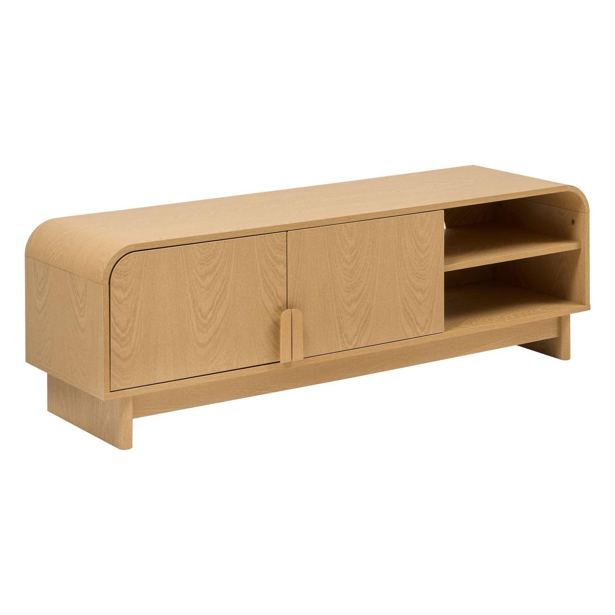 Voir la diapositive 1 : ATMOSPHERA Meuble TV 2 portes 1 étagère effet bouleau LEE - Beige
