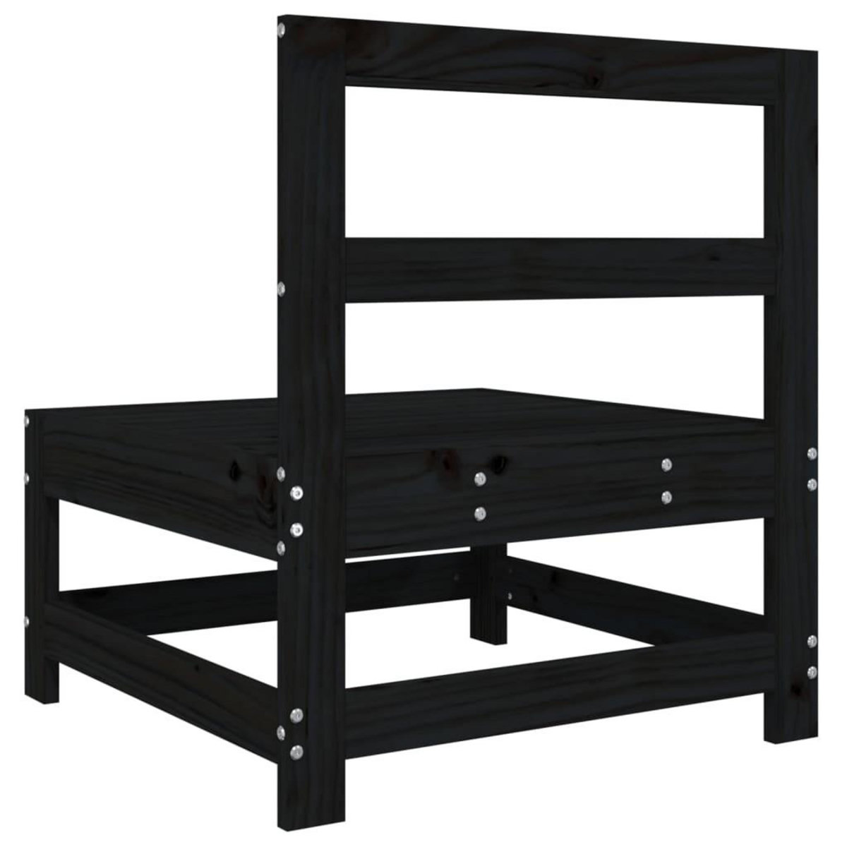 VIDAXL Canape central de jardin noir bois de pin massif