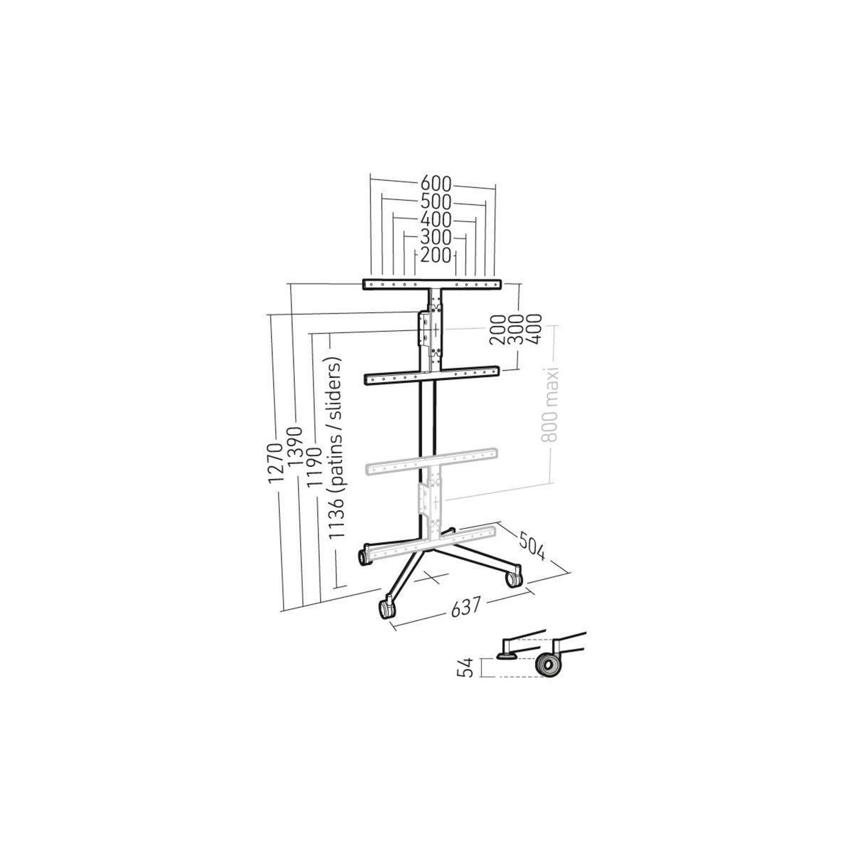 Erard Pied TV KANA1400XL METAL 40 à 80 pouces