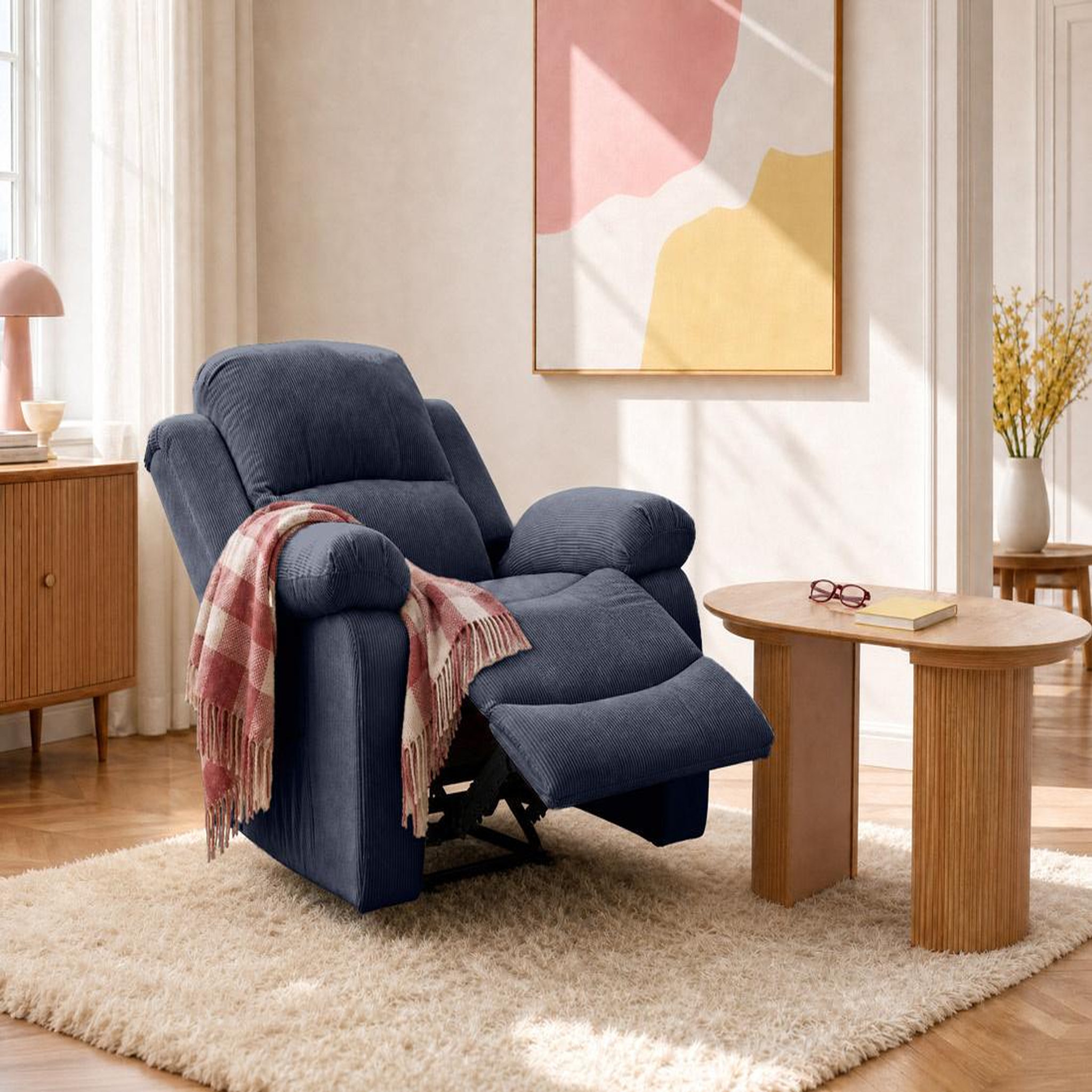 Voir la diapositive 2 : BEST MOBILIER Armand - fauteuil relax électrique en velours côtelé
