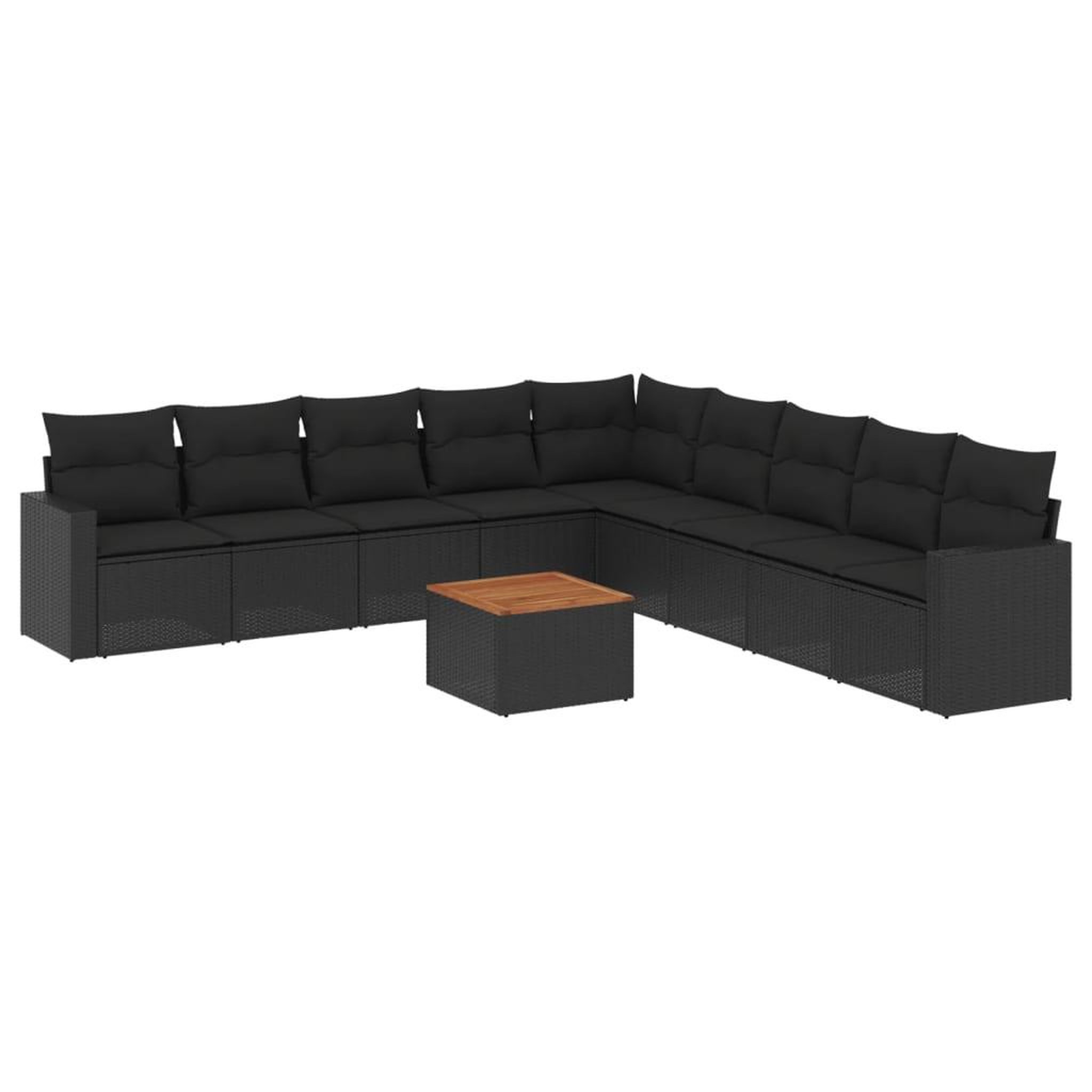 Voir la diapositive 2 : VIDAXL Salon de jardin 10 pcs avec coussins noir resine tressee