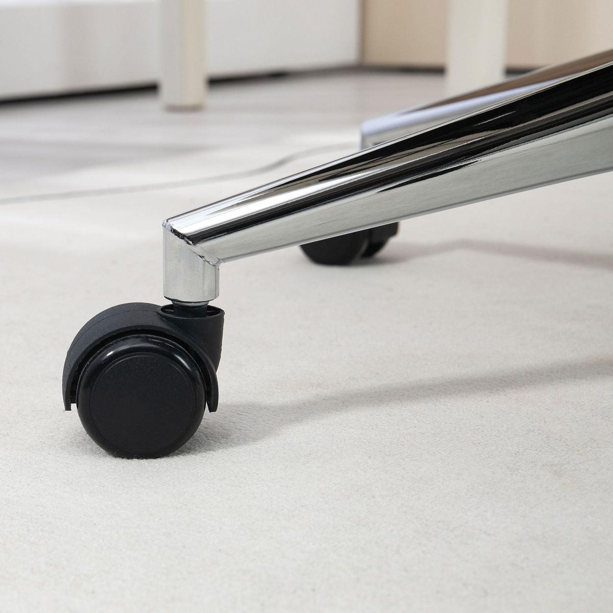 HOMCOM Chaise de bureau design ergonomique réglable pivotante piètement chromé aspect lin écru