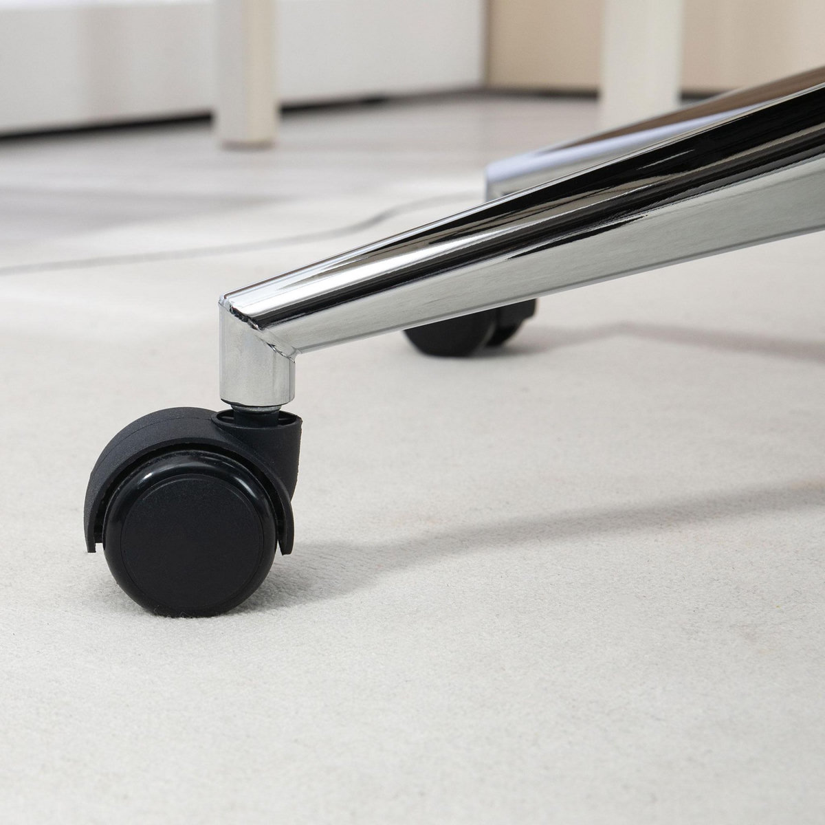 HOMCOM Chaise de bureau design ergonomique réglable pivotante piètement chromé aspect lin écru