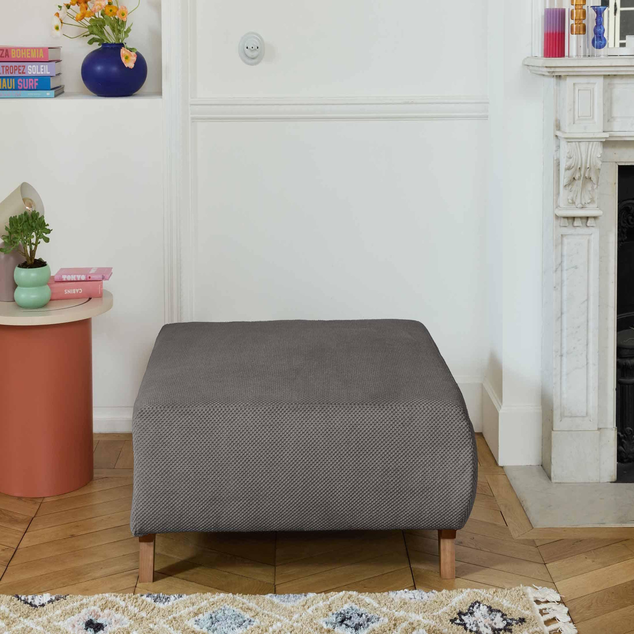 Voir la diapositive 2 : BEST MOBILIER Cristal - pouf modulable - 95 cm - en velours texturé