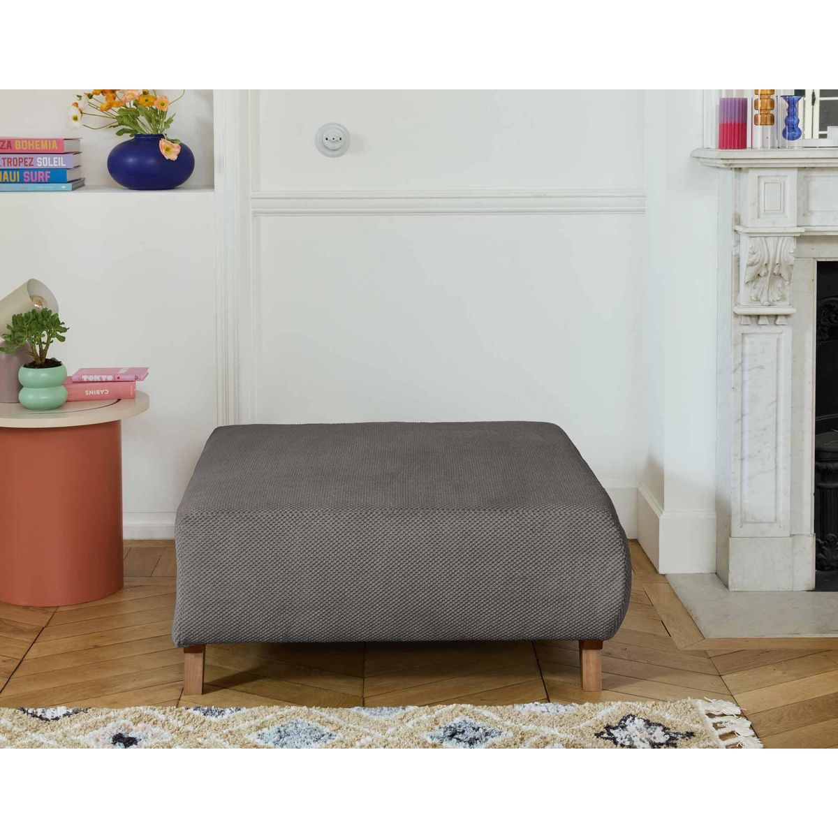 BEST MOBILIER Cristal - pouf modulable - 95 cm - en velours texturé