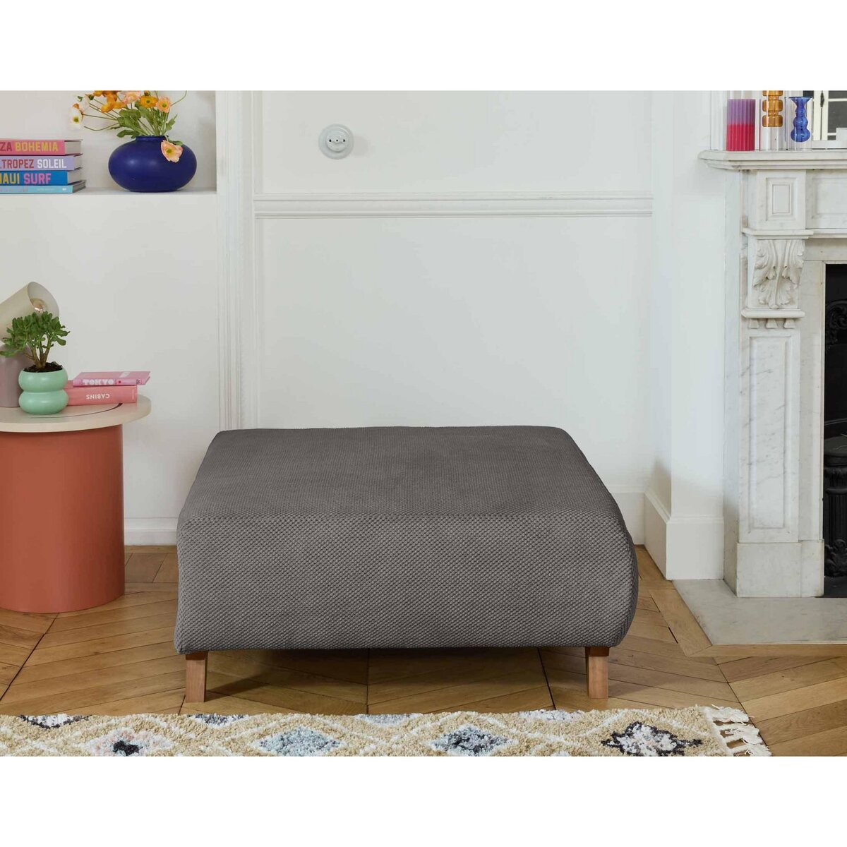 BEST MOBILIER Cristal - pouf modulable - 95 cm - en velours texturé