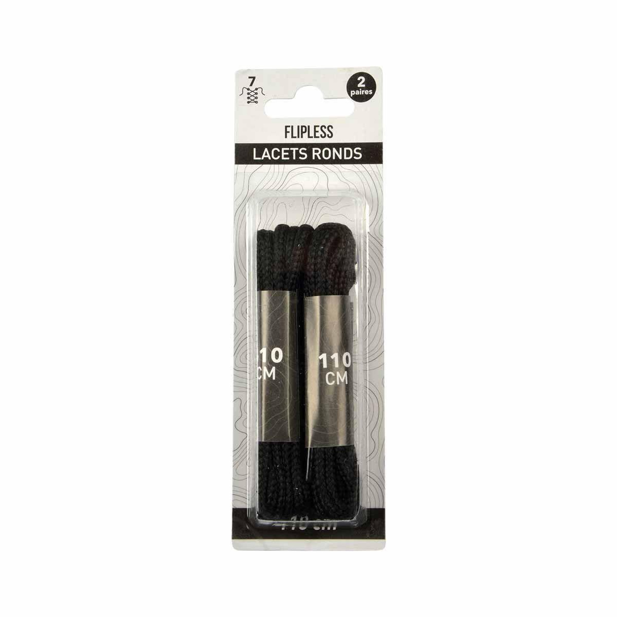 Voir la diapositive 2 : FLIPLESS Lot de 2 paires de lacets  ronds  110cm noir