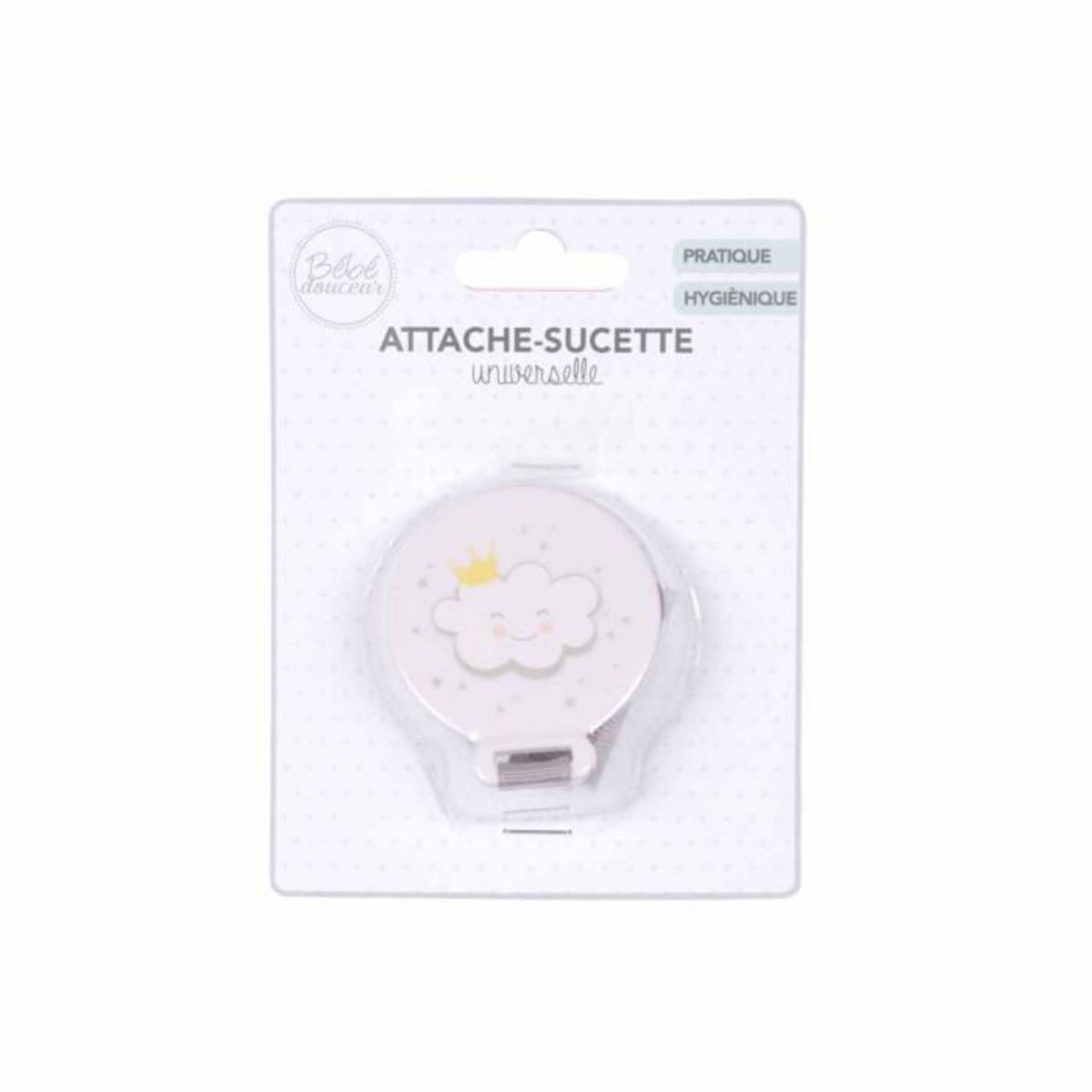Paris Prix Attache Sucette Universelle  Nuage  Blanc & Gris
