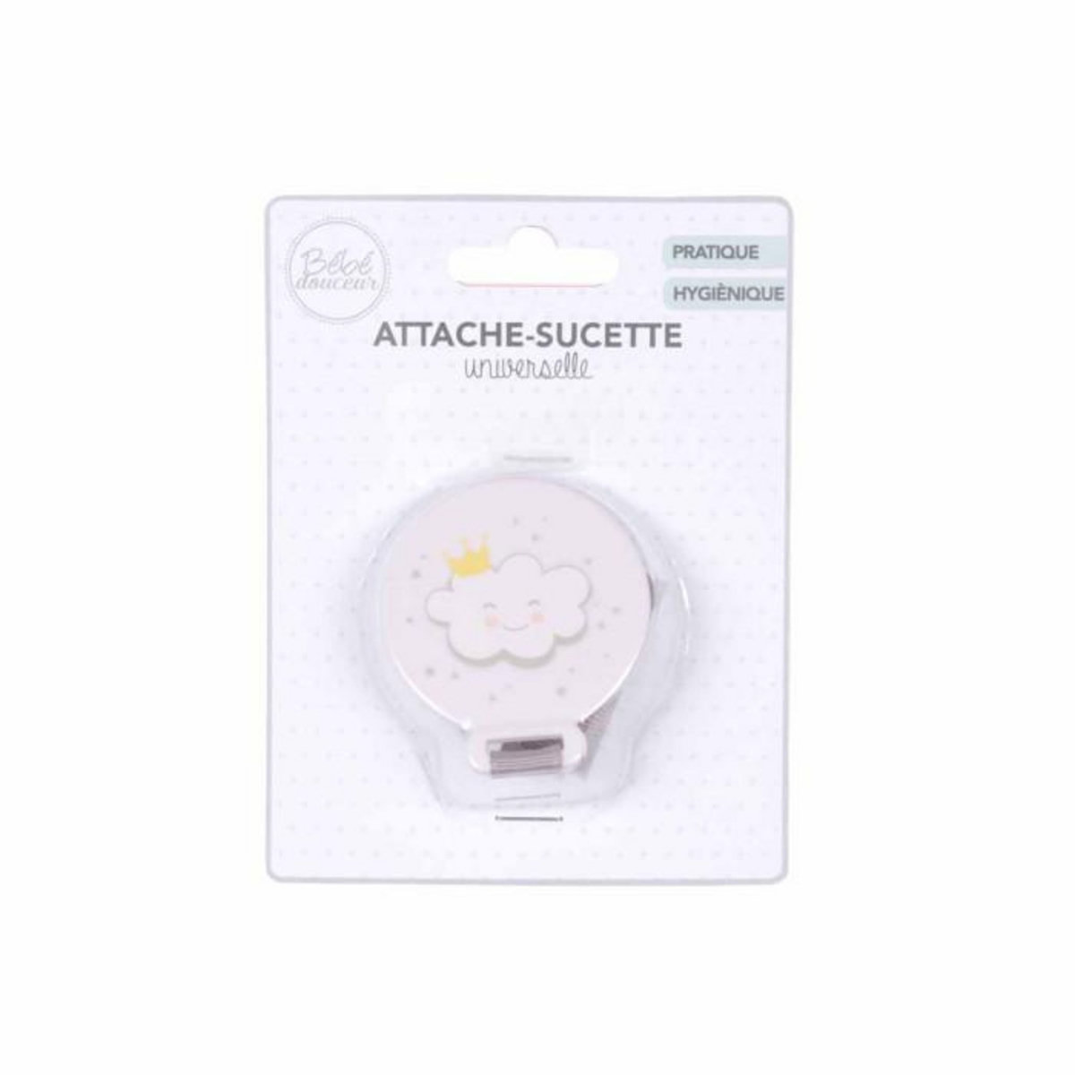 Paris Prix Attache Sucette Universelle  Nuage  Blanc & Gris