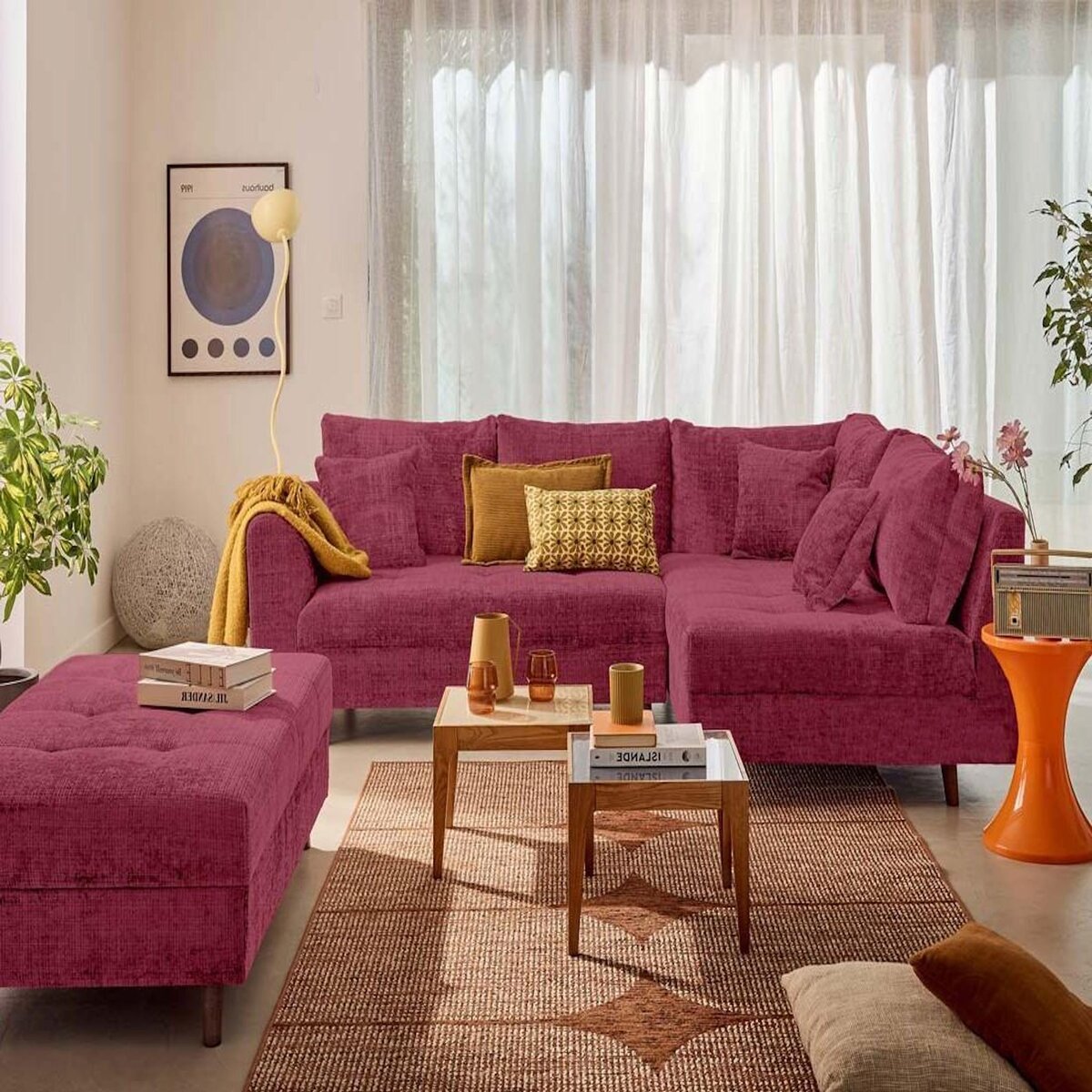 LISA DESIGN Rune - canapé d'angle droit 4 places en velours texturé