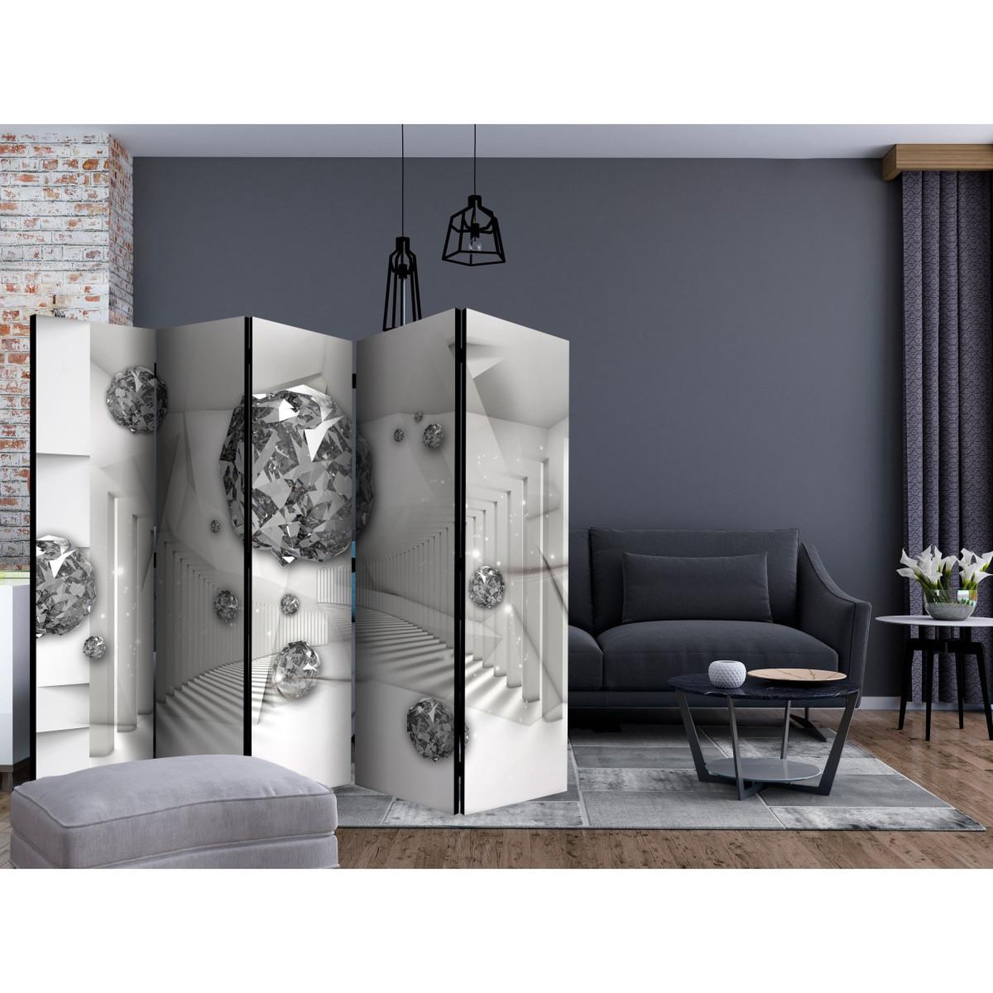 Voir la diapositive 2 : Paris Prix Paravent 5 volets  diamond chamber ii  172x225cm