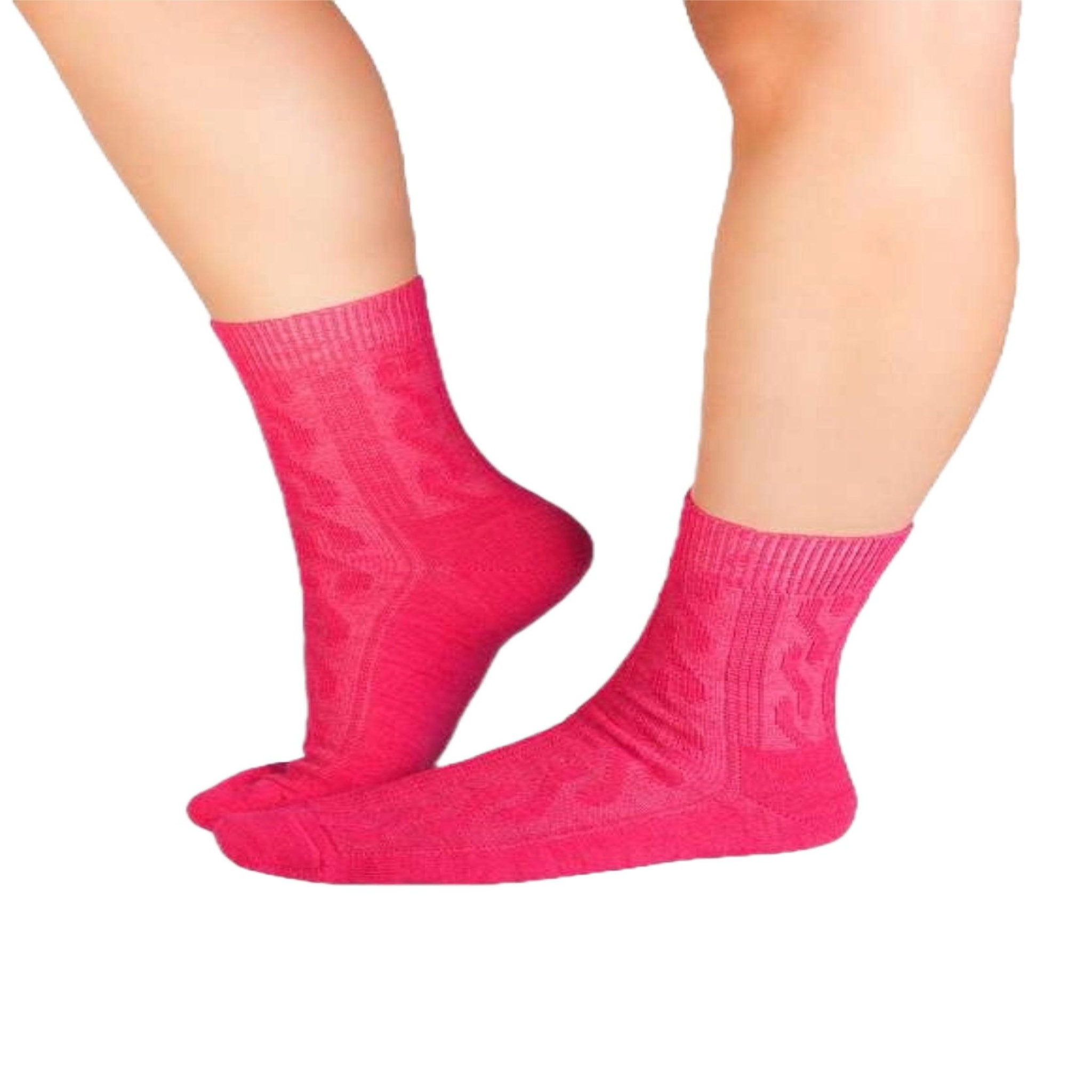 Voir la diapositive 2 : PIRIN HILL Chaussettes laine mérinos épaisses - fuchsia tressé