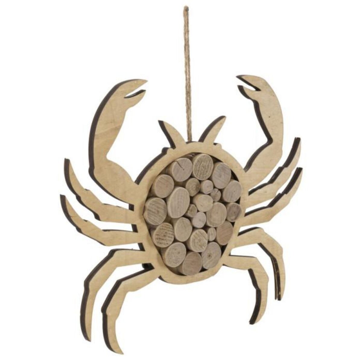 Paris Prix Décoration Murale en Bois à Suspendre  Crabe  35cm Naturel