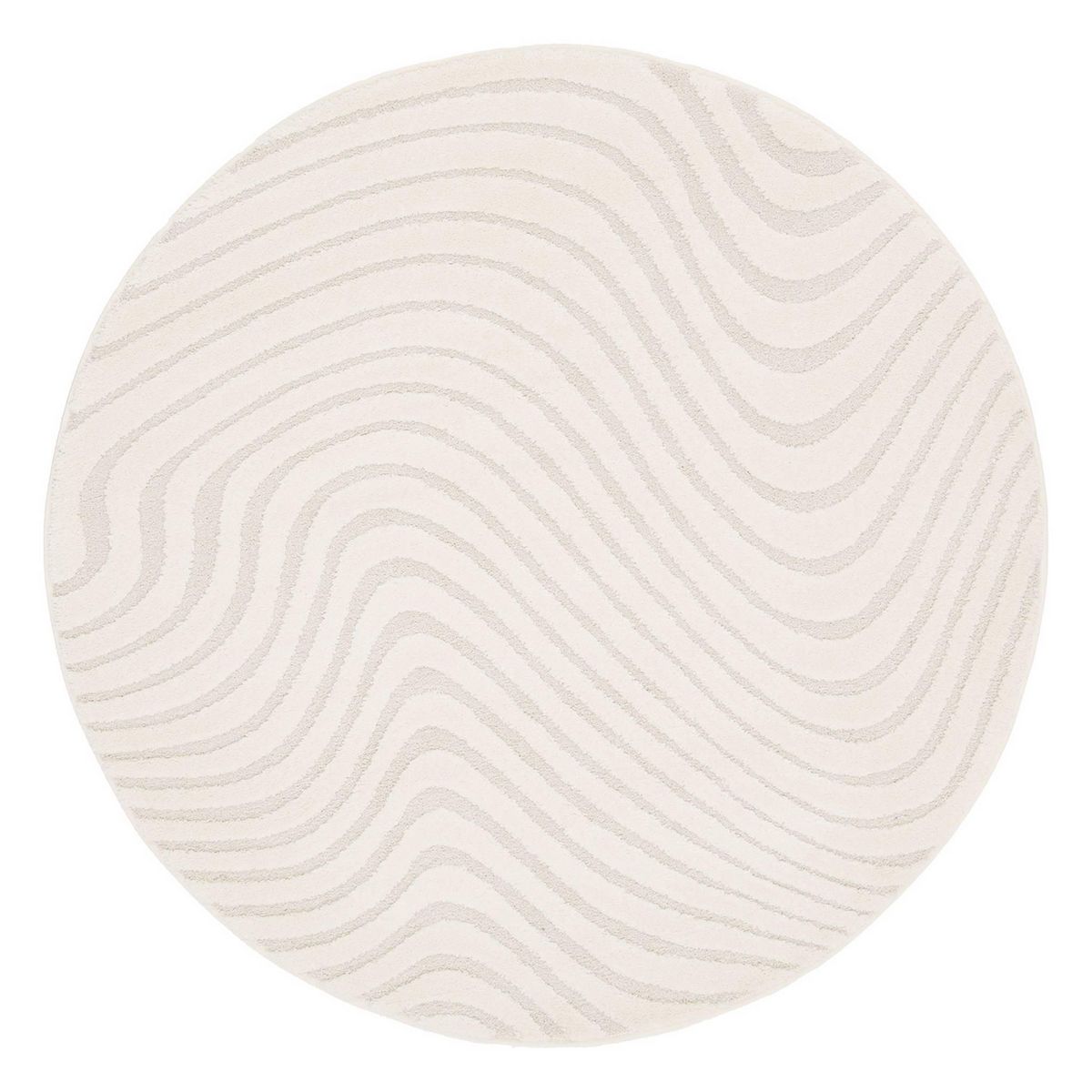 SWEEEK Tapis rond intérieur motifs ondulations en relief crème Ø160cm