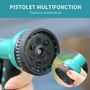 Voir la diapositive 5 : OUTSUNNY Dévidoir mural enrouleur automatique pivotant 180° tuyau 15 + 1,4 m avec lance arrosage support mural intégré turquoise gris