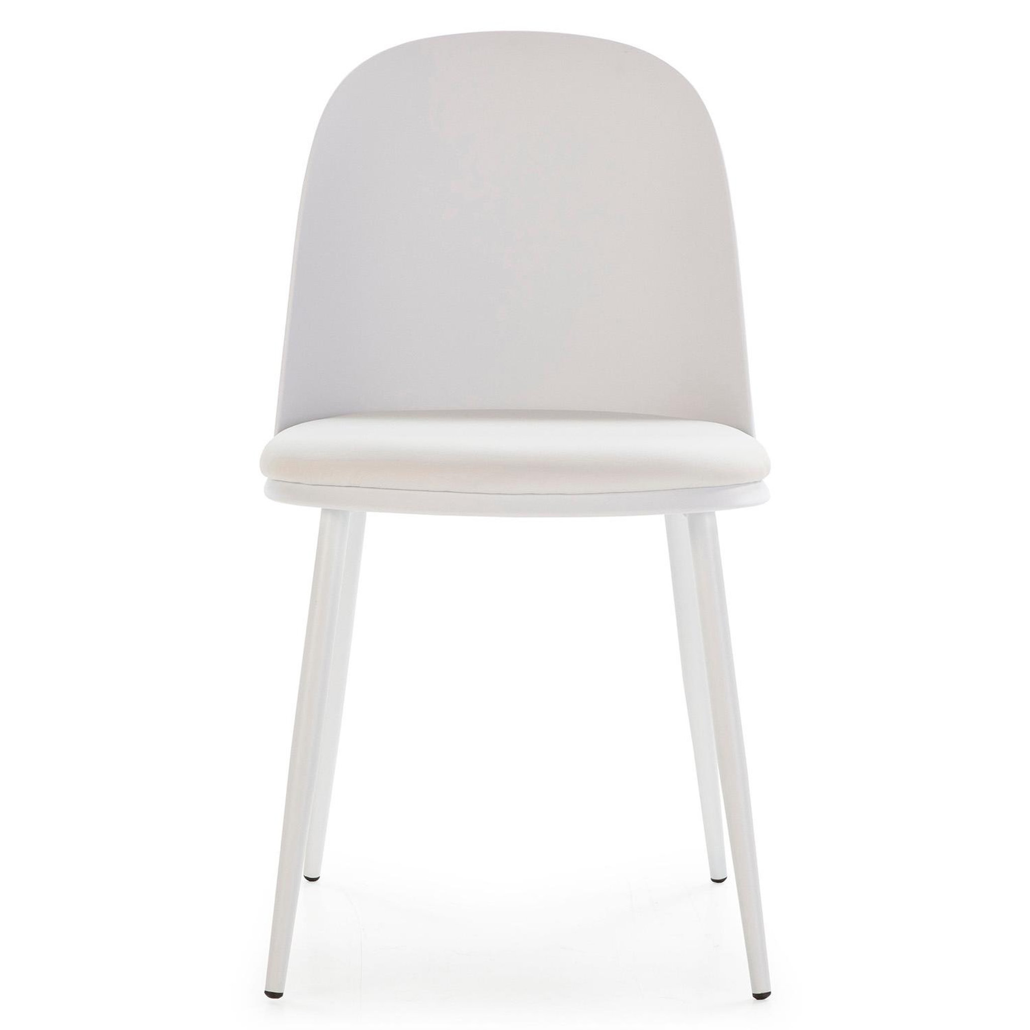 Voir la diapositive 2 : VS VENTA-STOCK Lot de 4 chaises Kana blanches, pieds en métal et assise rembourrée