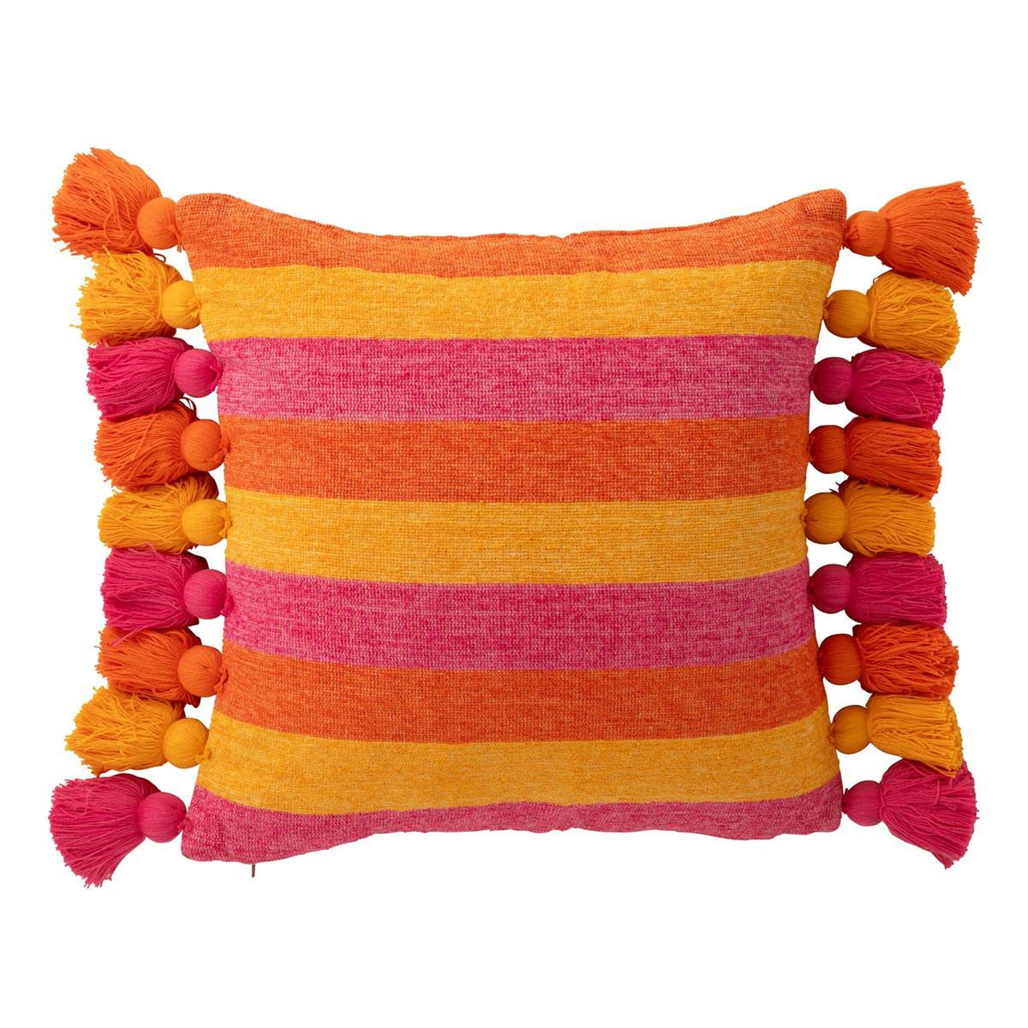 J-LINE Coussin déco à pompons  polly  50x50cm multicolore