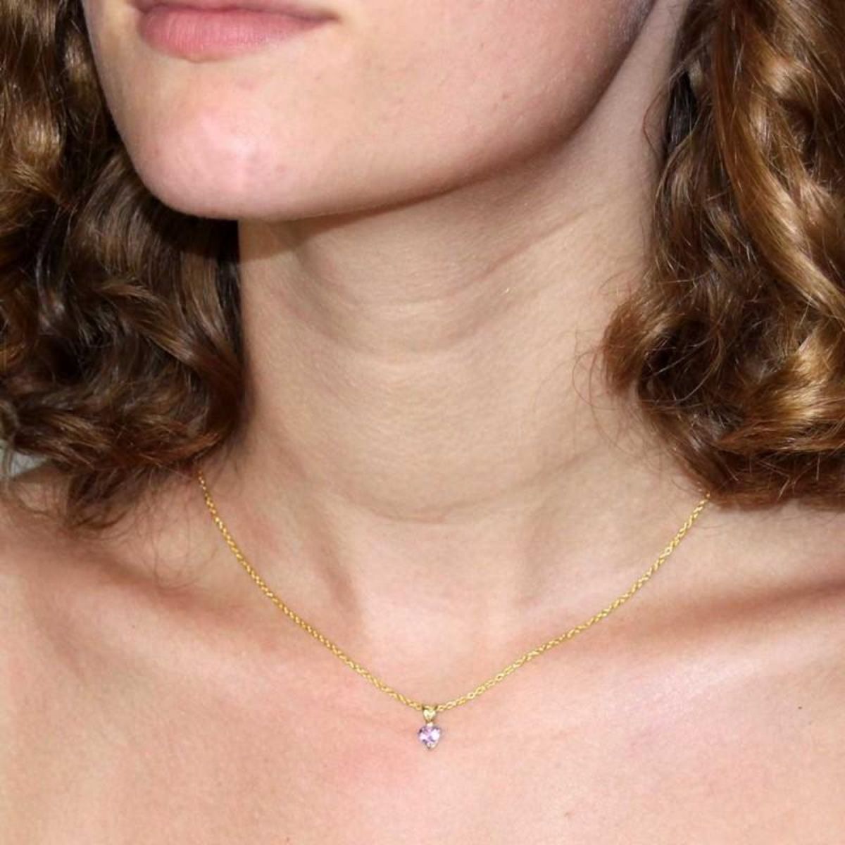 L'ATELIER D'AZUR Collier - Pendentif Or Jaune Améthyste Coeur - Femme