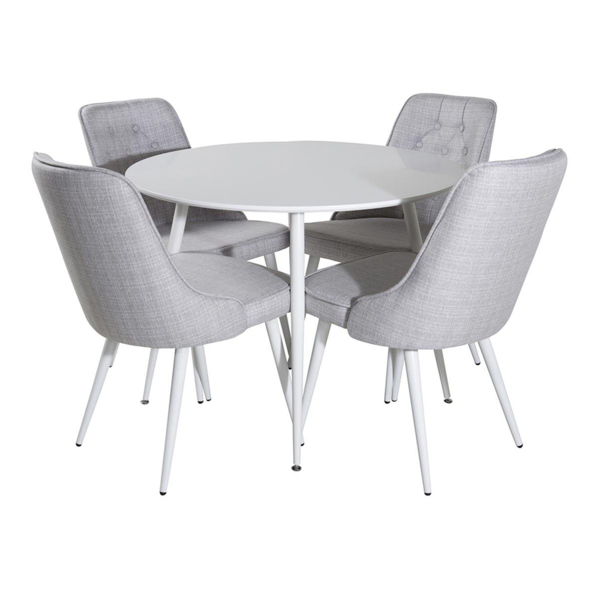 Paris Prix Ensemble table à manger & 4 chaises  plaza & deluxe  100cm blanc & gris