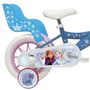 Voir la diapositive 2 : Disney La Reine des Neiges Vélo enfant 12'' - Modèle Reine des neiges + Casque - Idéal pour enfant de 85 à 100 cm - Livré avec stabilisateurs - 1 Frein - Panier avant - Porte poupée arrière et roues à bâtons