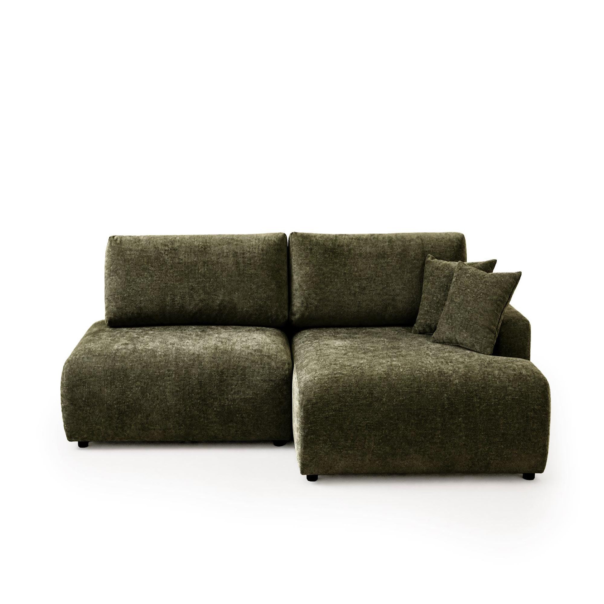 Voir la diapositive 1 : BEST MOBILIER Pivoine - canapé d'angle ouvert droit 4 places convertible avec coffre en tissu texturé
