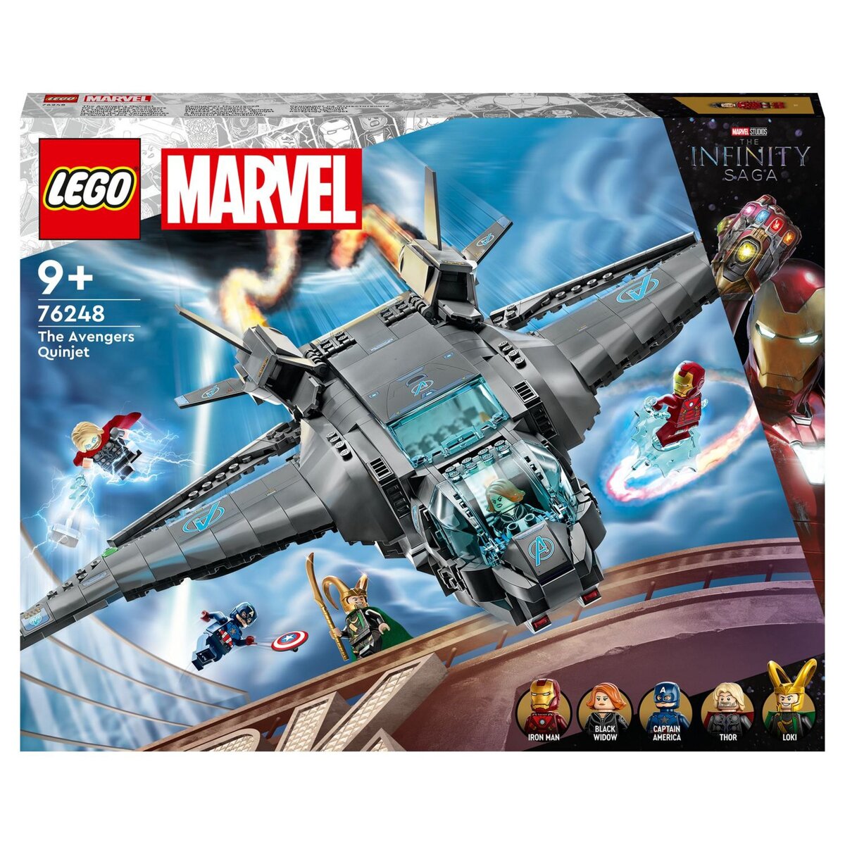 LEGO Marvel Super Heros 76248 Le Quinjet des Avengers, Jouet de