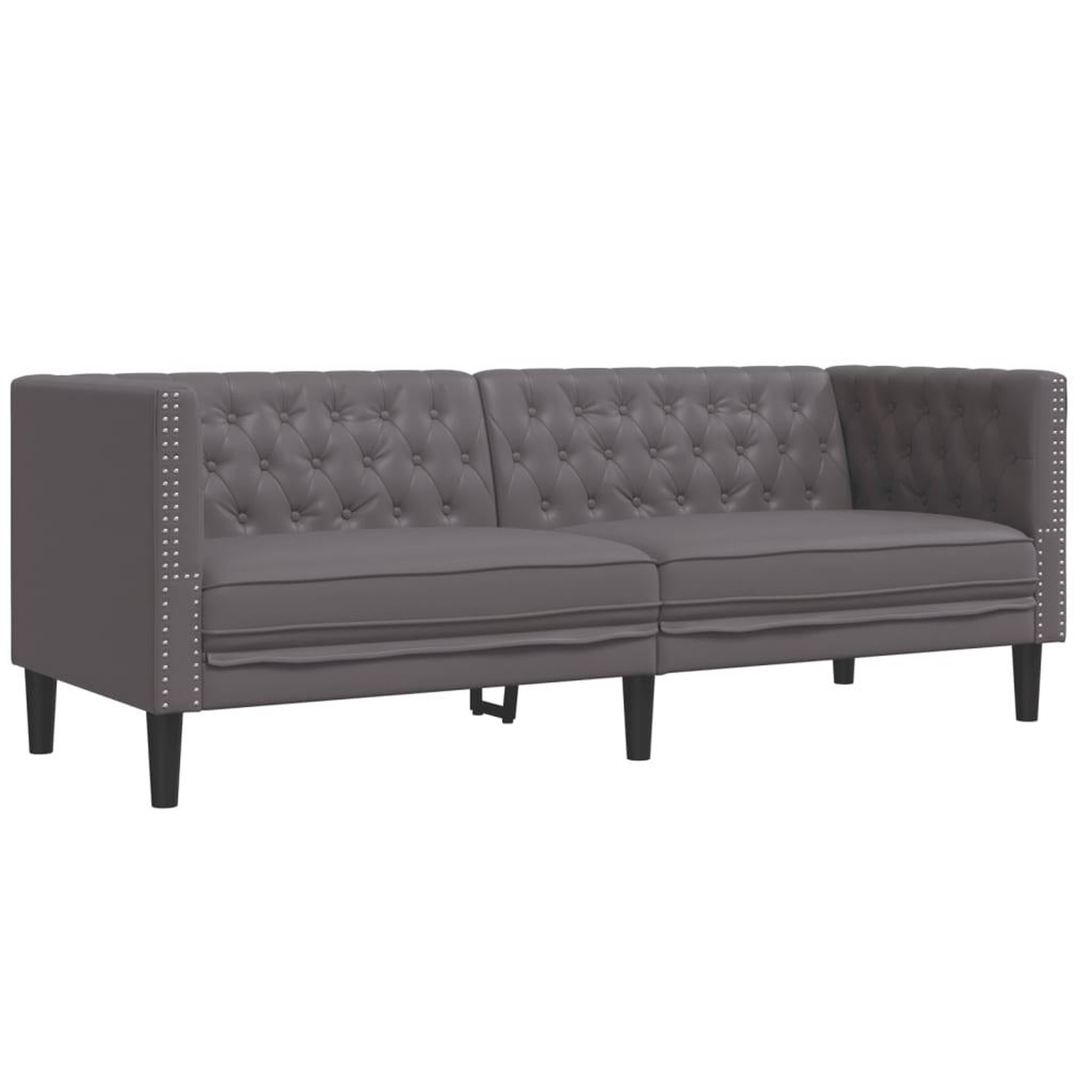 Voir la diapositive 4 : VIDAXL Ensemble de canape Chesterfield 2 pcs gris similicuir