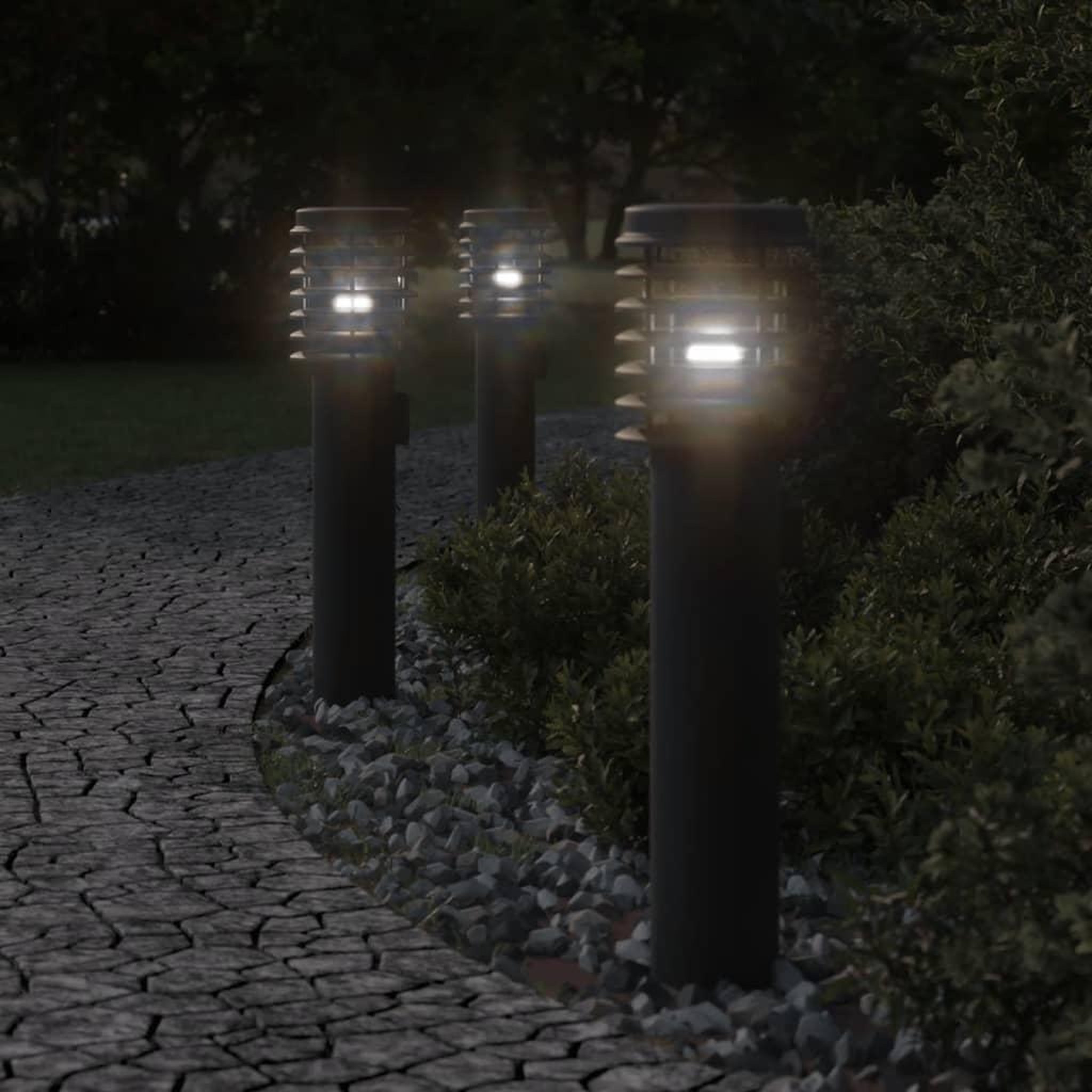 VIDAXL Lampadaires d'exterieur avec sortie 3 pcs noir acier inoxydable