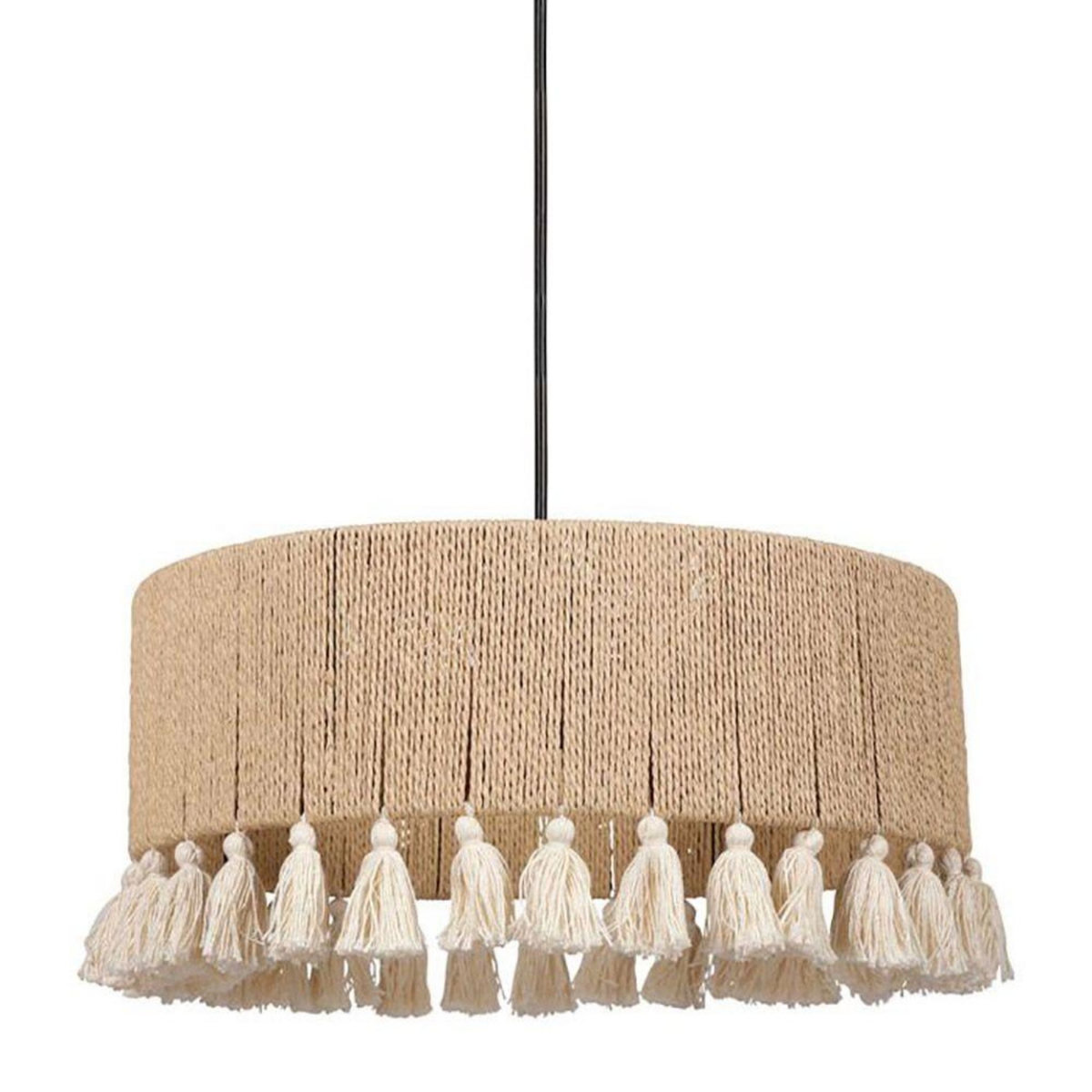 OSTARIA Suspension cylindrique métal coton Charlotte noire beige