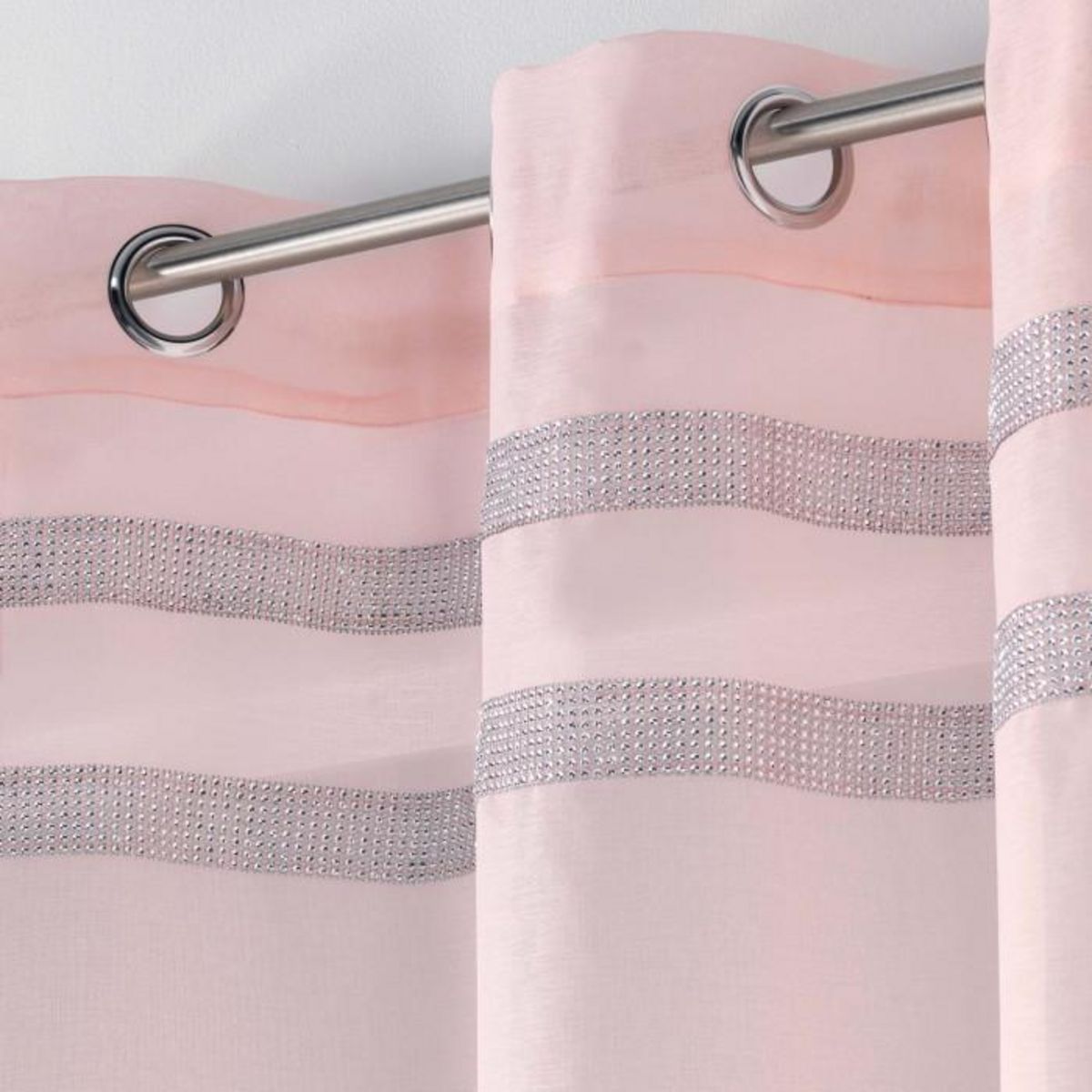 Paris Prix Rideau Voilage à Œillets  Satinela  140x240cm Rose