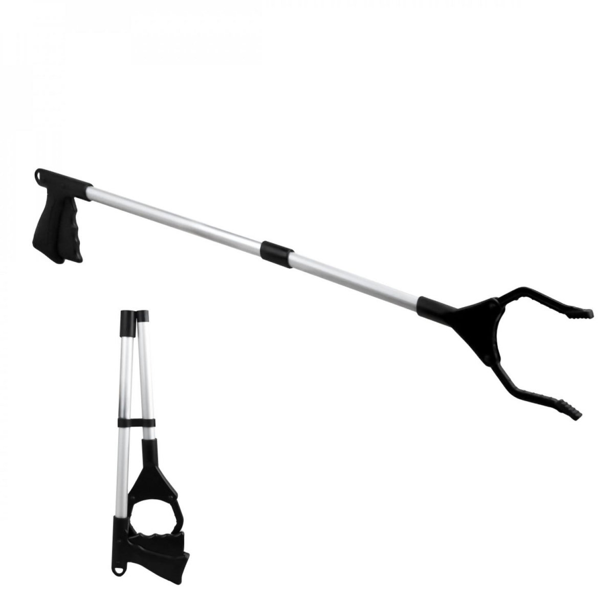 LINXOR Pince à déchets, ramasse objets, avec embouts magnétiques - Pliable - Noir