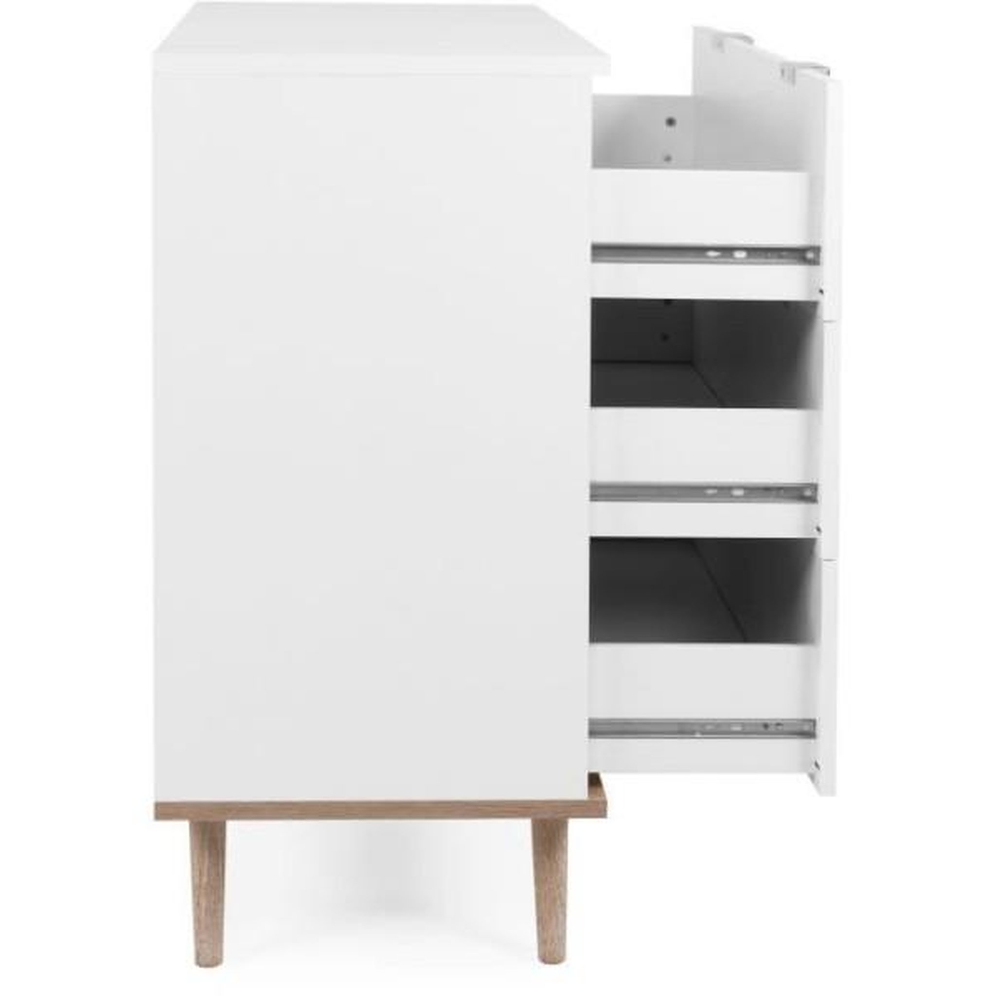 Voir la diapositive 6 : MARKET24 Commode Göteborg - 3 tiroirs - Décor chene sonoma Blanc - Scandinave - L 79,8 x P 40 x H 86,5 cm