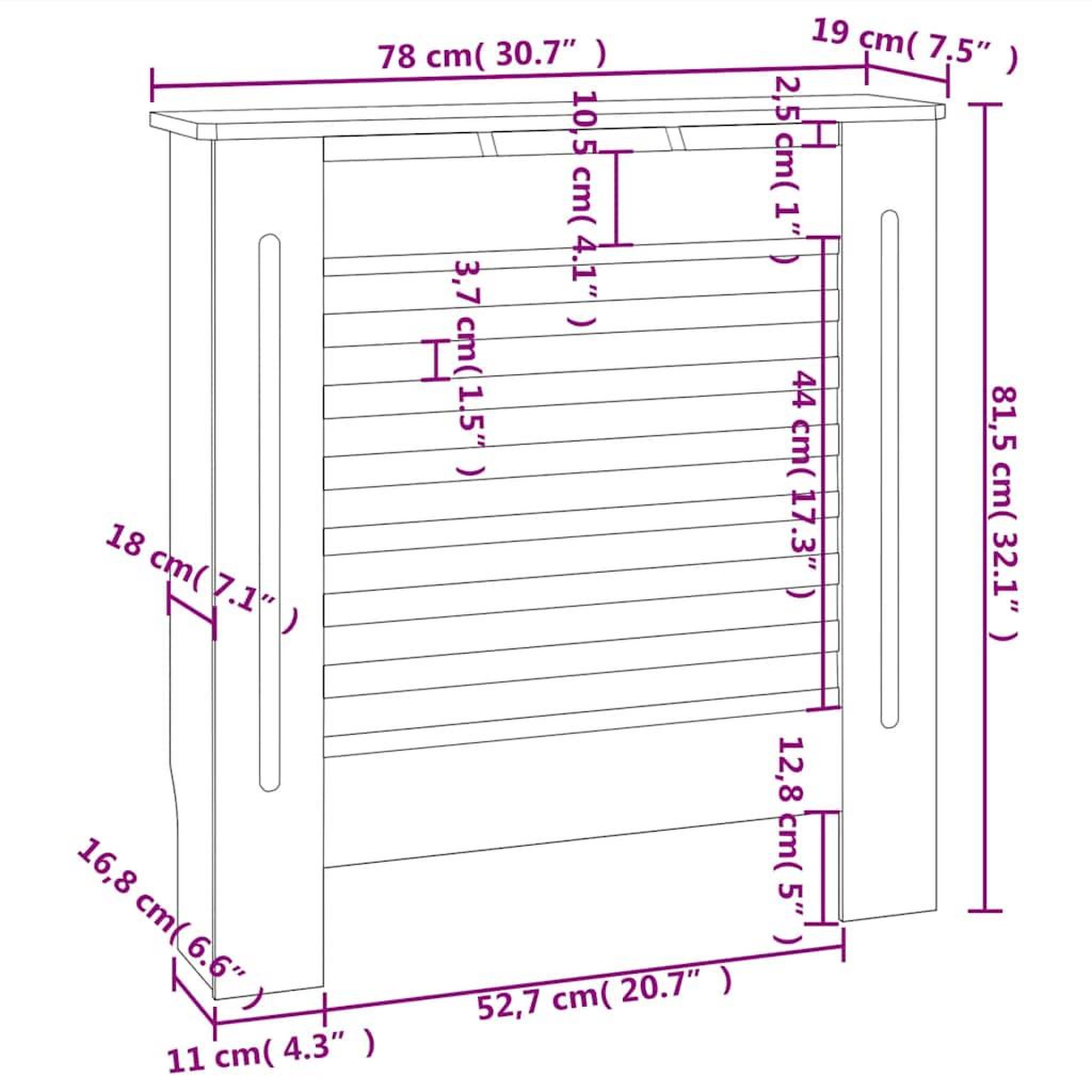 Voir la diapositive 6 : VIDAXL Cache-radiateur MDF Gris 78 cm