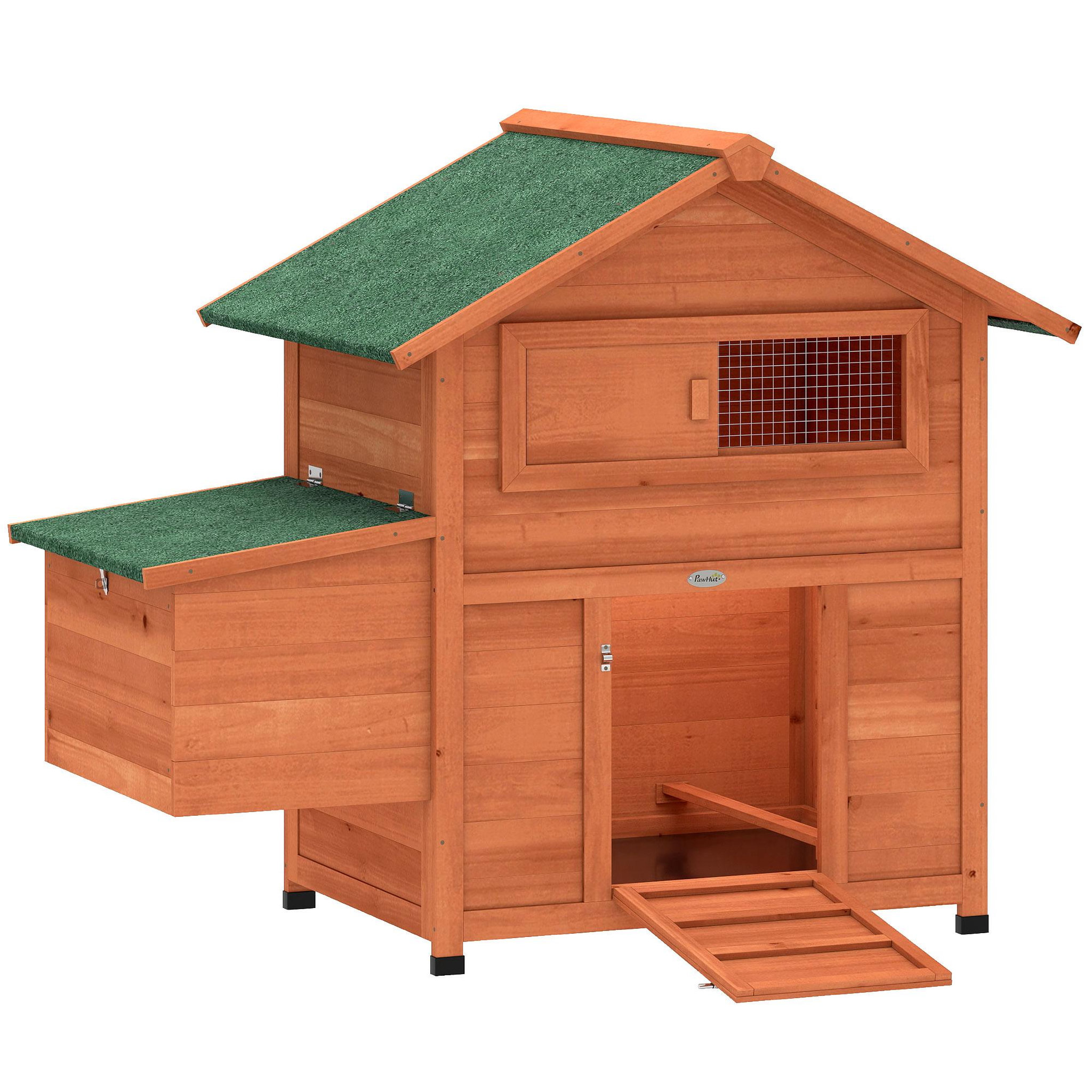 PAWHUT Poulailler niche en bois avec pondoir perchoir porte rampe verrouillable et fenêtre
