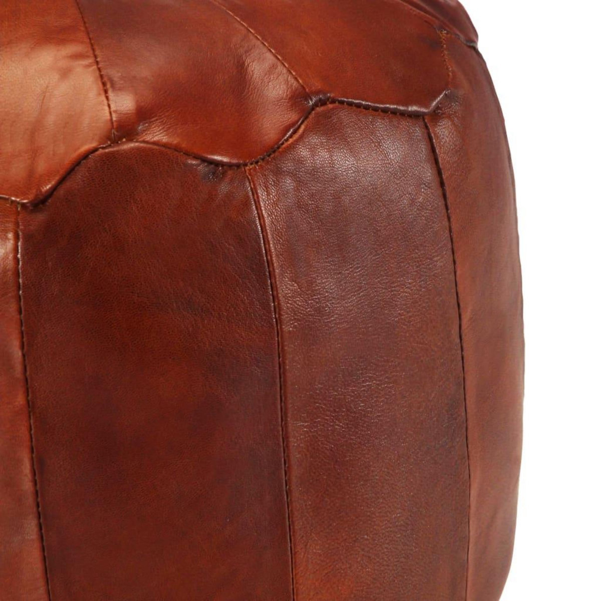 VIDAXL Pouf 40 x 35 cm Brun roux Cuir veritable de chevre