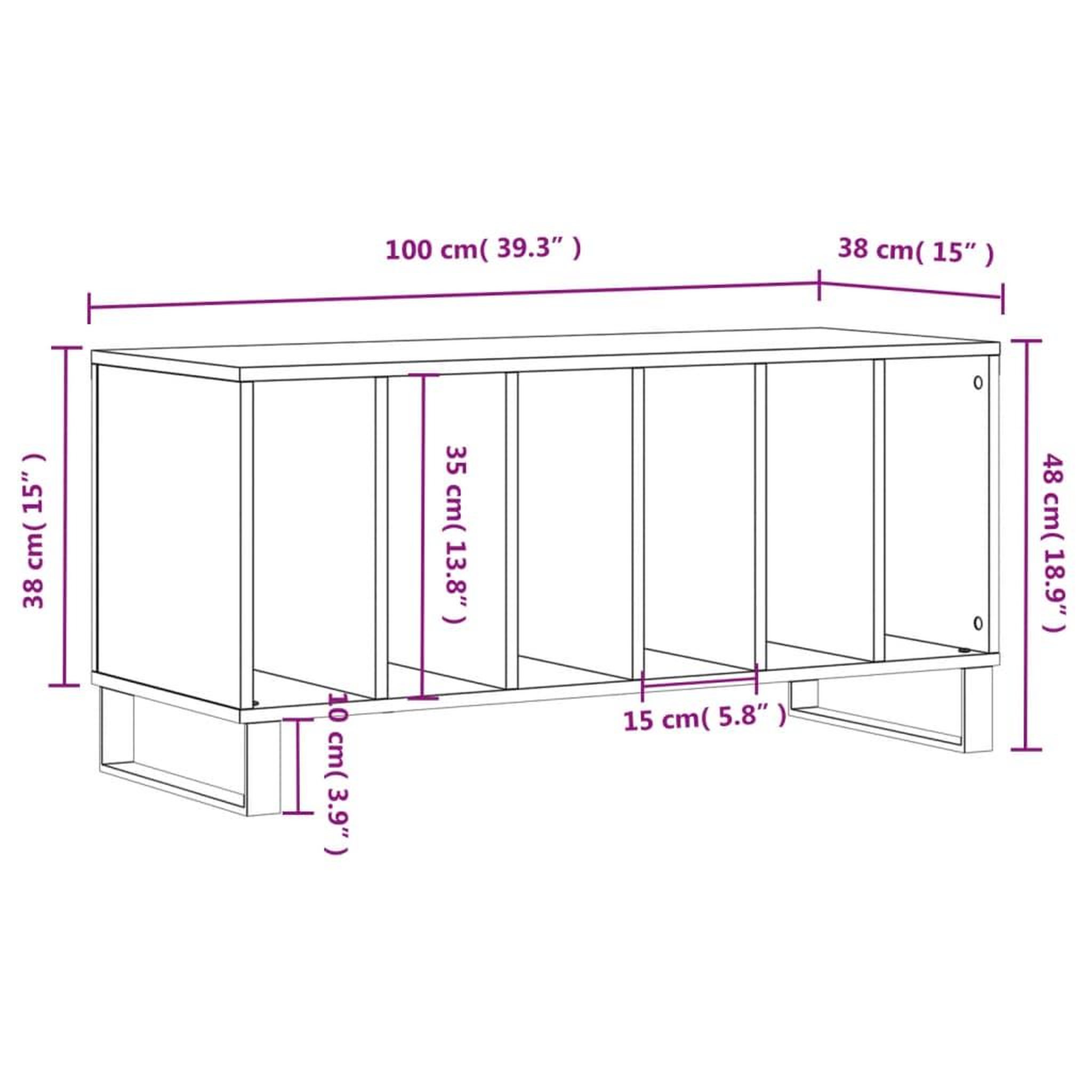 Voir la diapositive 6 : VIDAXL Armoire a disques chene sonoma 100x38x48 cm bois d'ingenierie