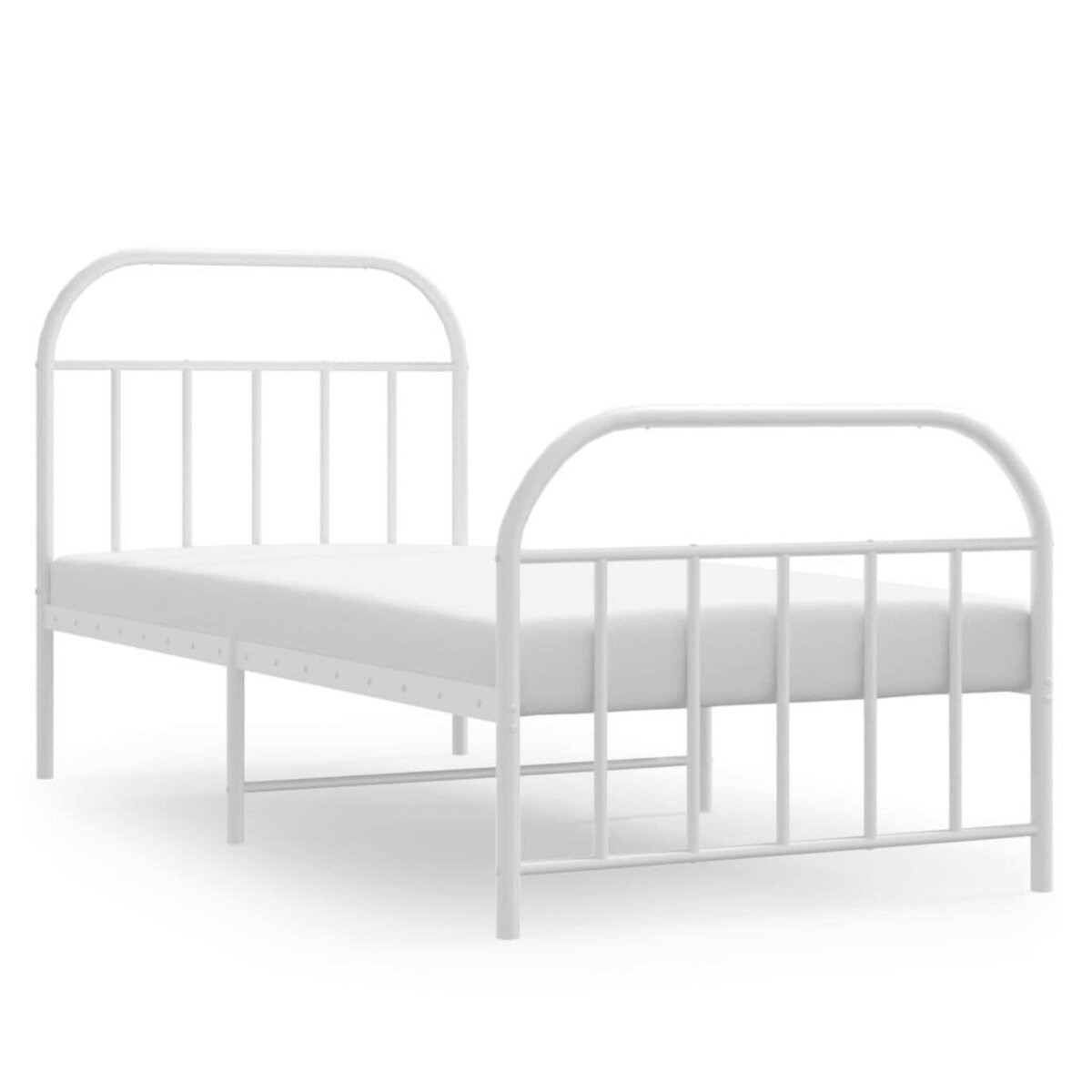 VIDAXL Cadre de lit metal sans matelas avec pied de lit blanc 90x190cm