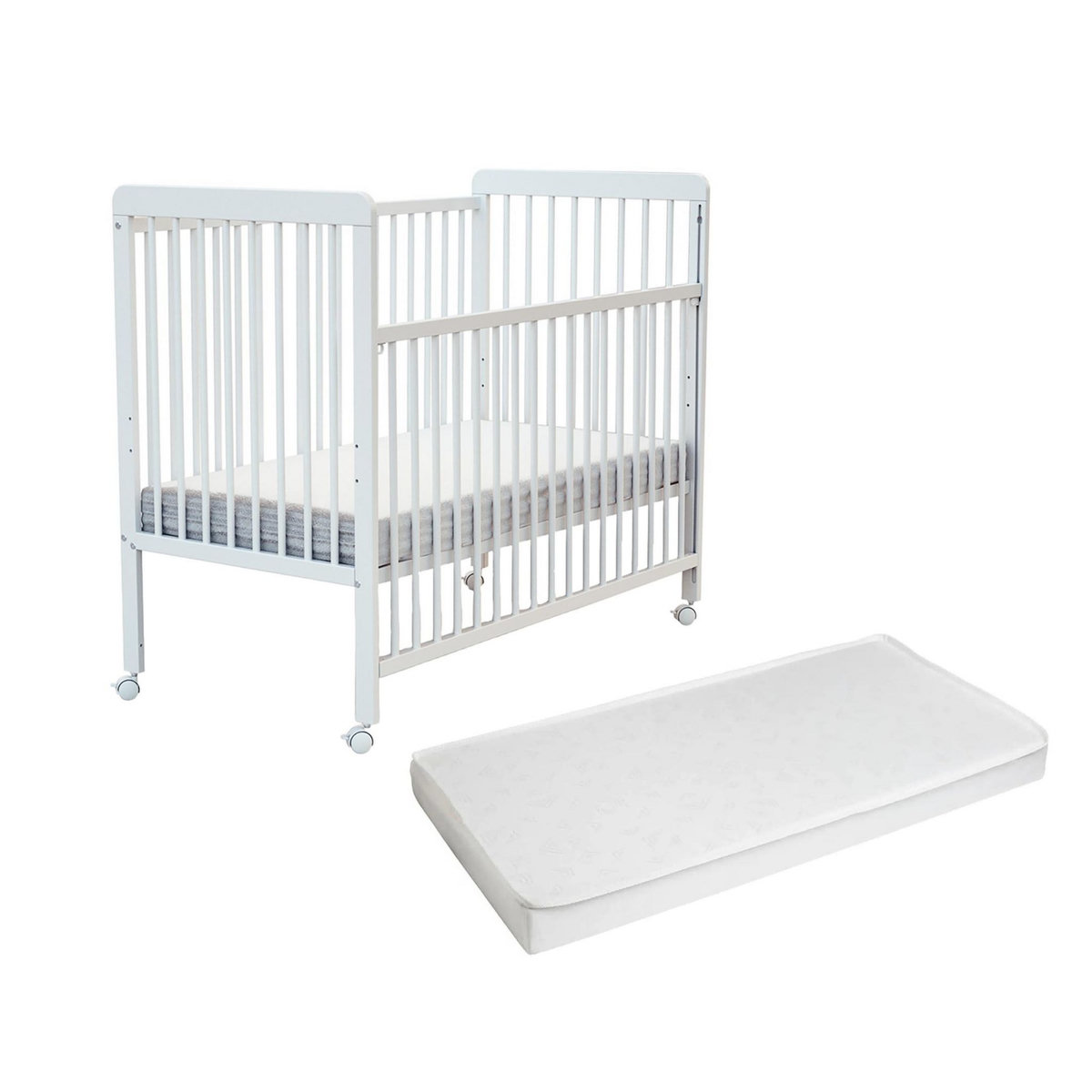 AT4 Lit bébé coulissant en bois avec matelas ESSENTIEL 60 x 120 cm