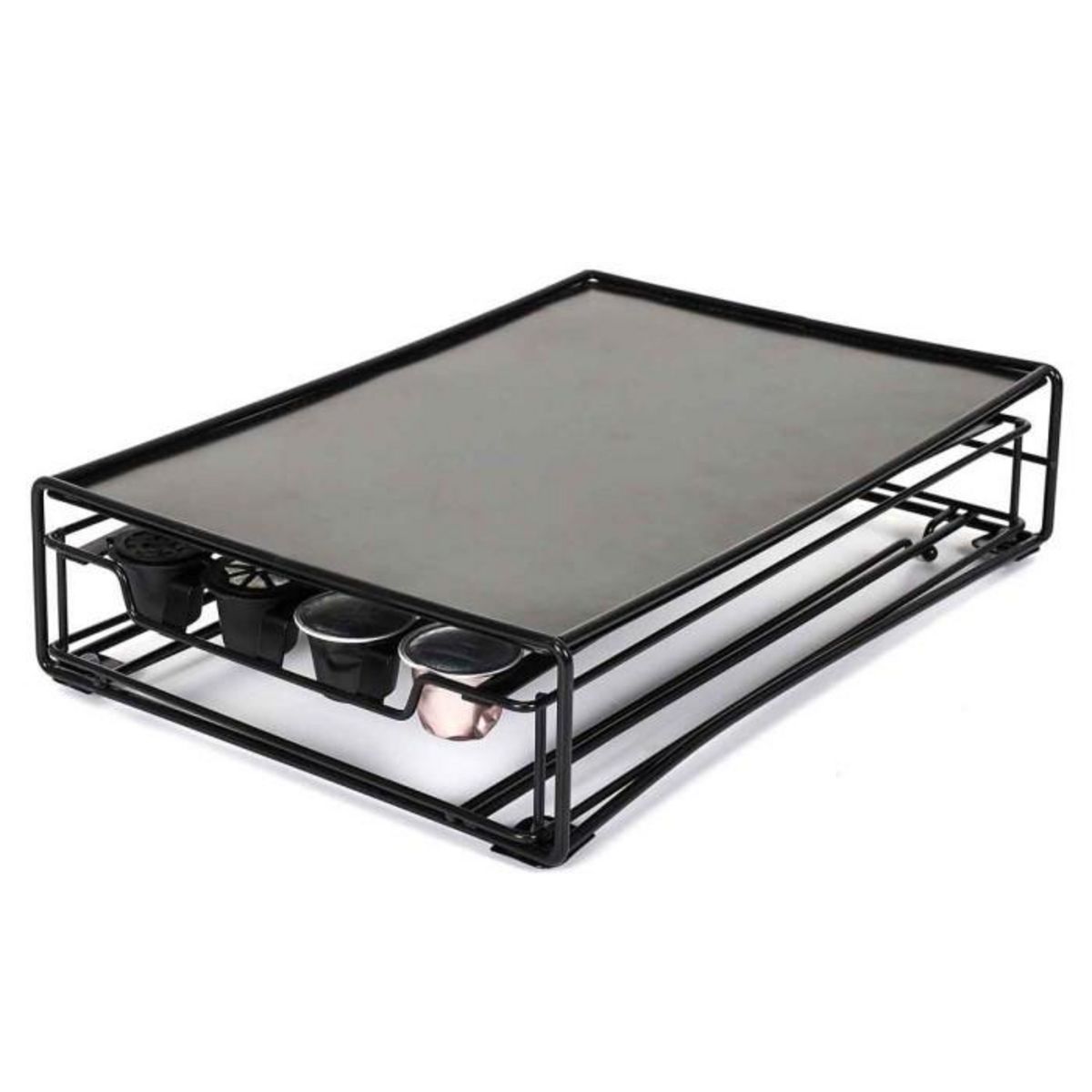 Paris Prix Tiroir Porte-Capsules Métal  Espresso  31cm Noir