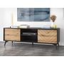 Voir la diapositive 1 : BEST MOBILIER Peter - meuble tv - effet bois et noir - 154 cm - style industriel