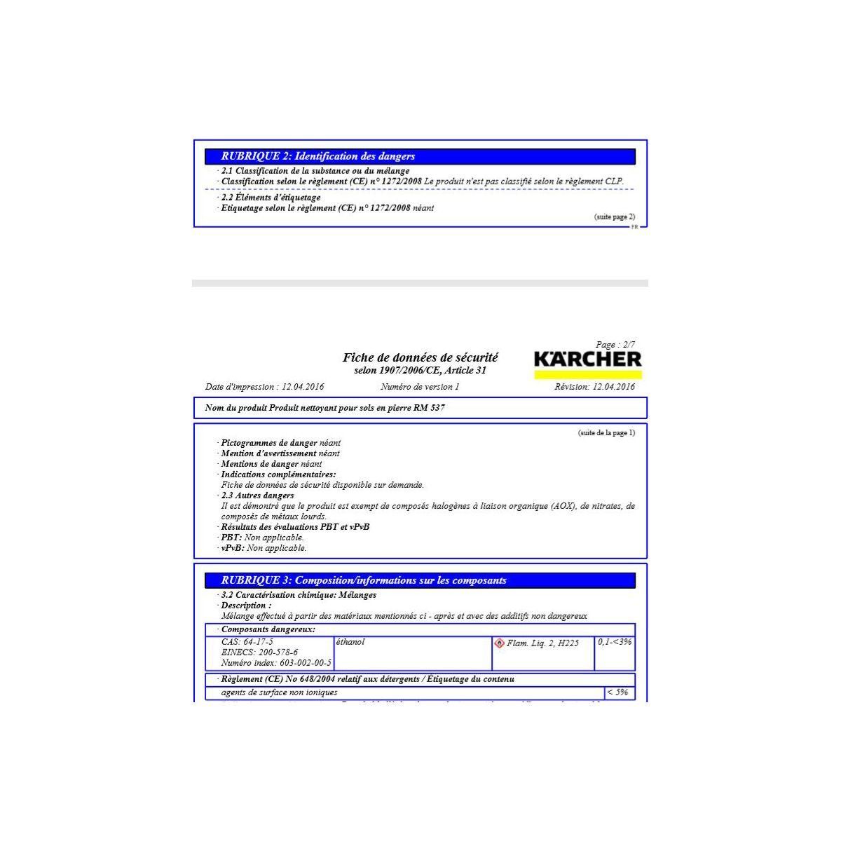 KARCHER Détergent Nettoyant sols en pierre